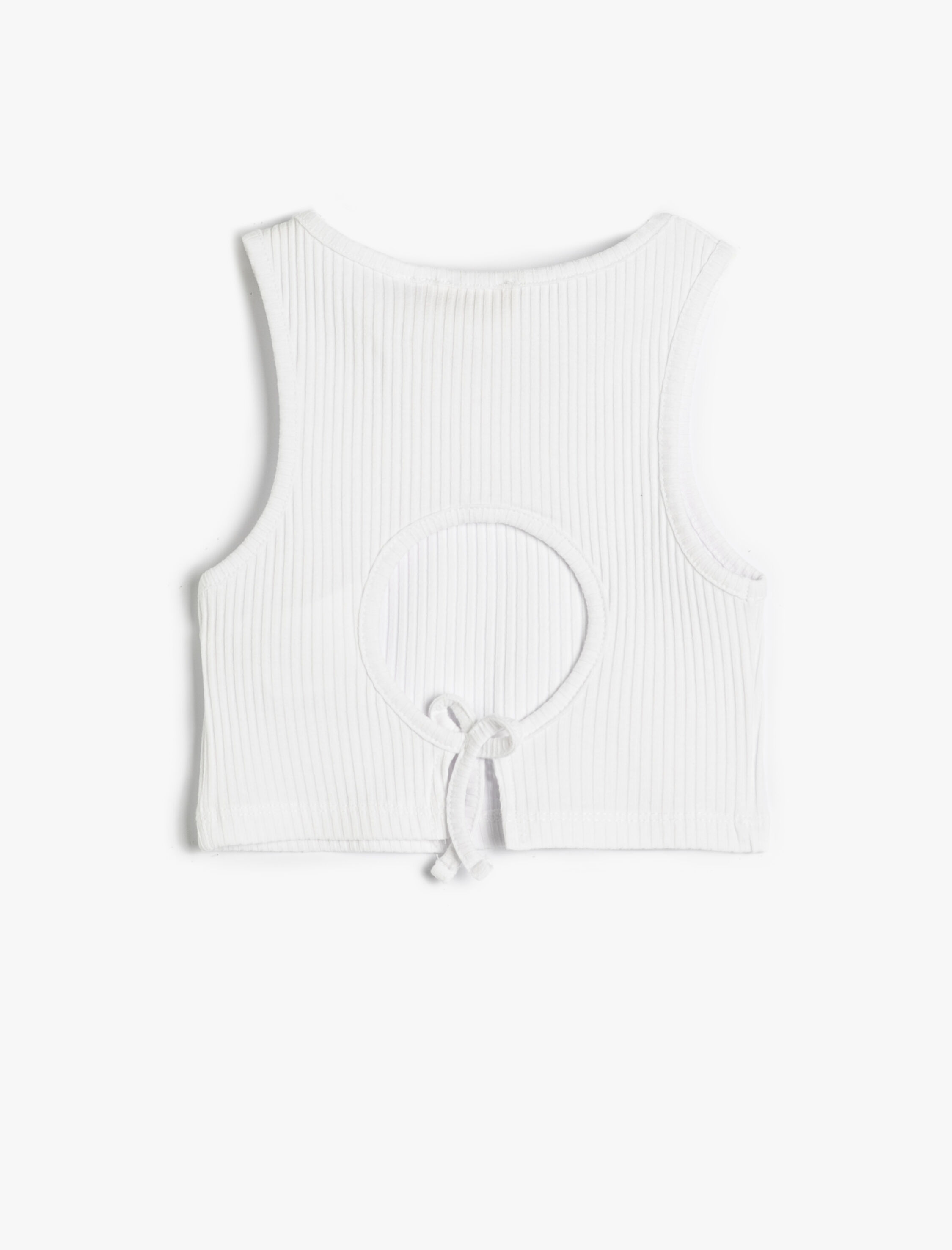  Kız Çocuk Crop Atlet Kolsuz Yuvarlak Yaka Ribanalı Arkası Pencere Detaylı Pamuklu