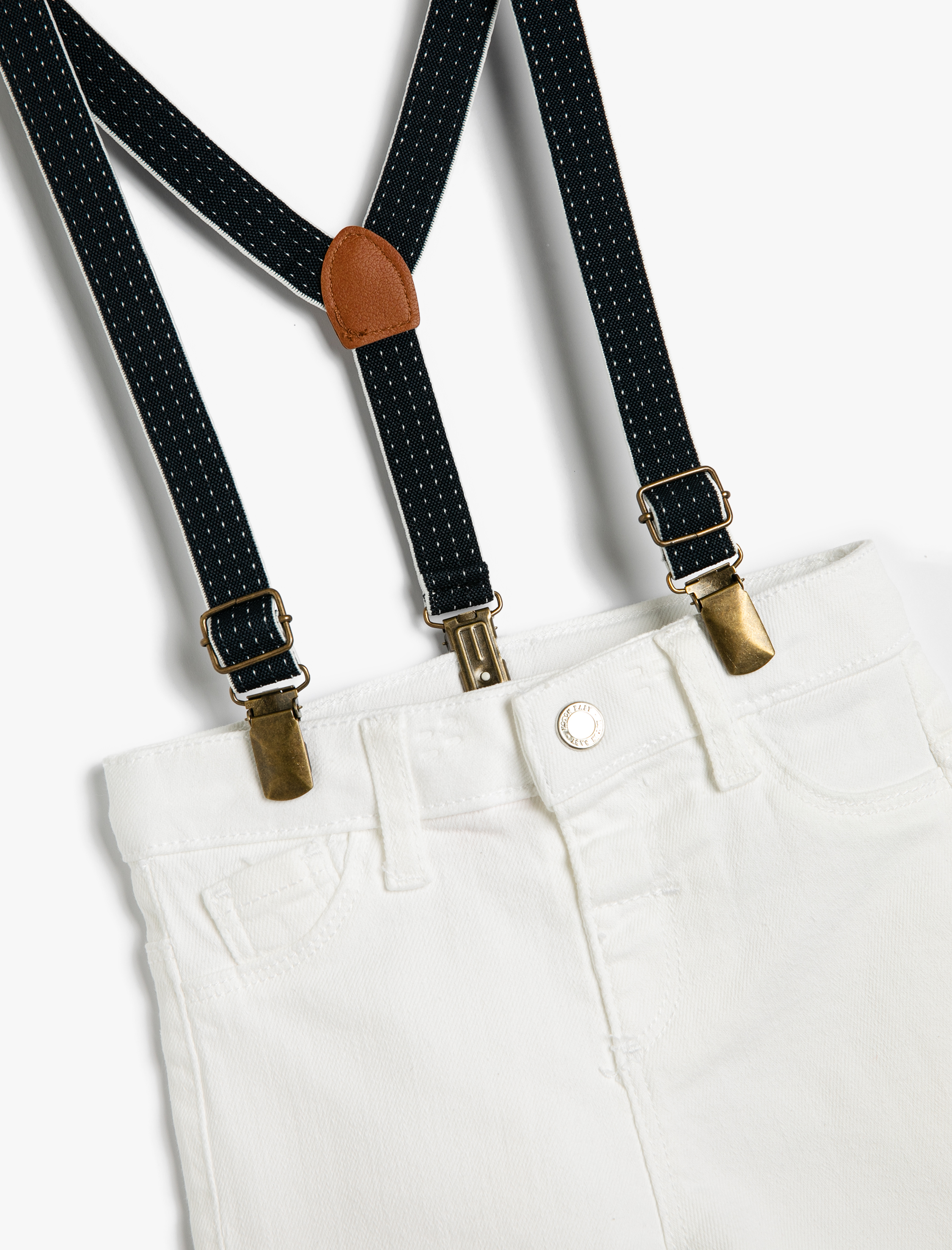  Erkek Bebek Kot Şort Askılı Cepli Pamuklu Beli Ayarlanabilir Lastikli