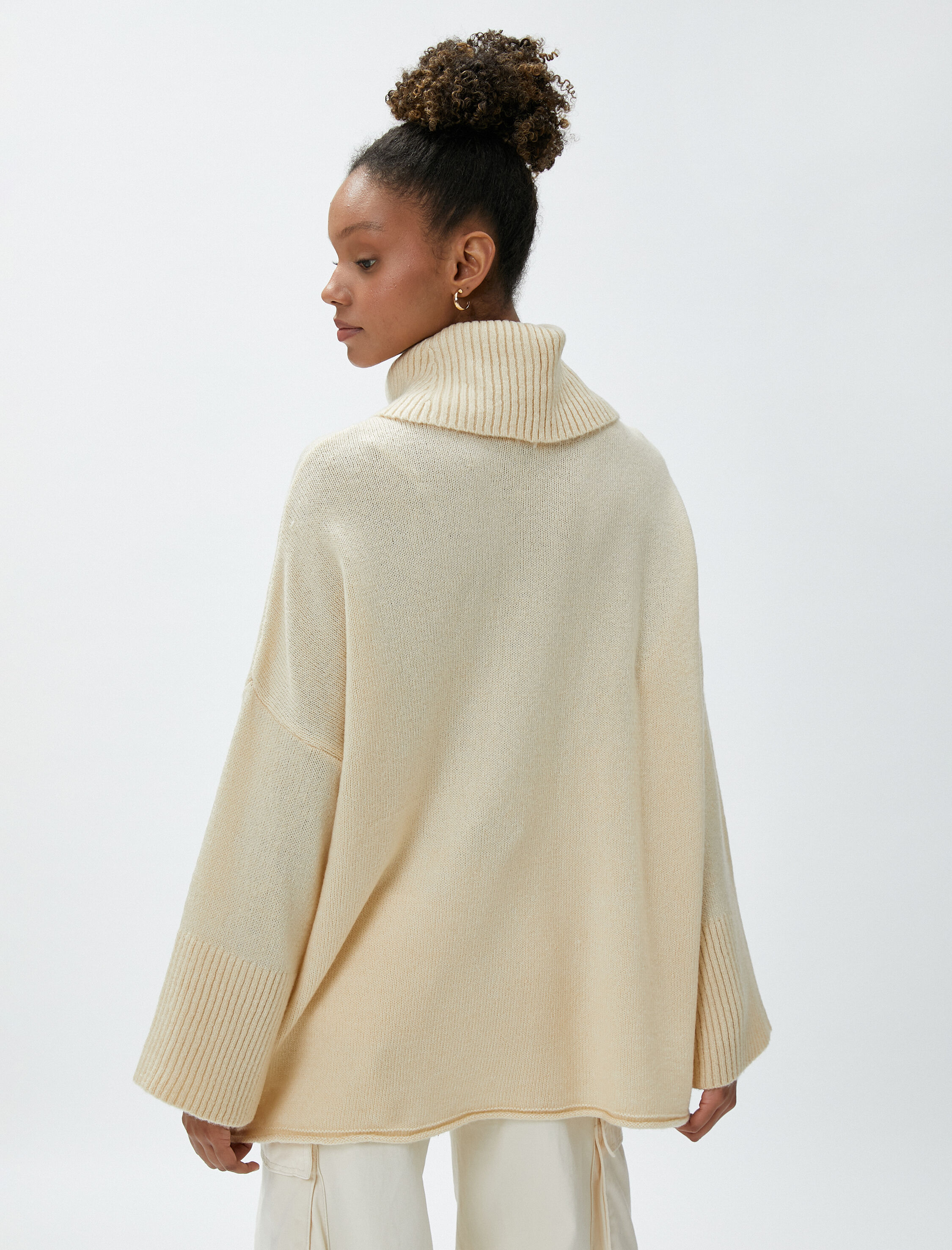 Oversize Balıkçı Yaka Kazak Akrilik