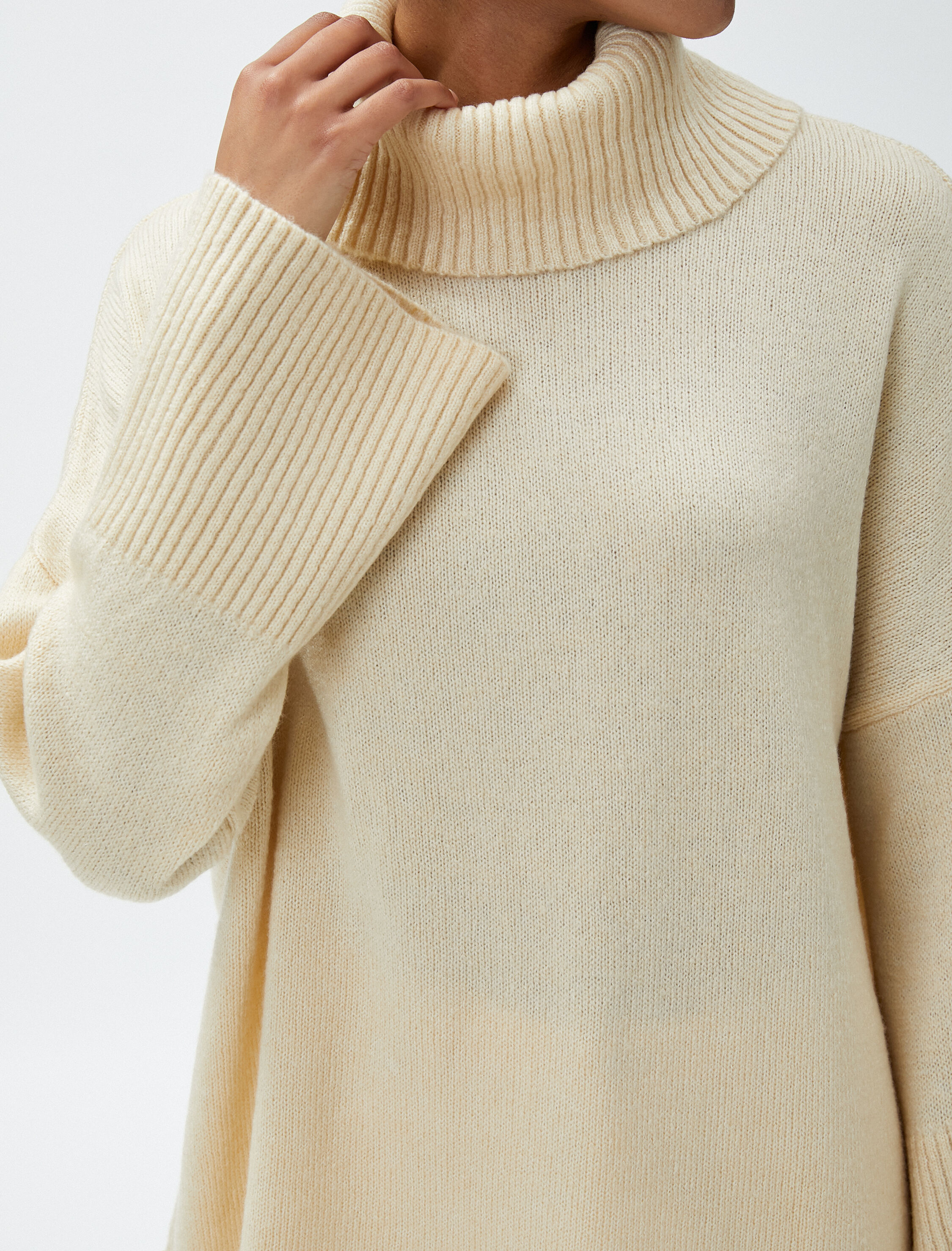 Oversize Balıkçı Yaka Kazak Akrilik