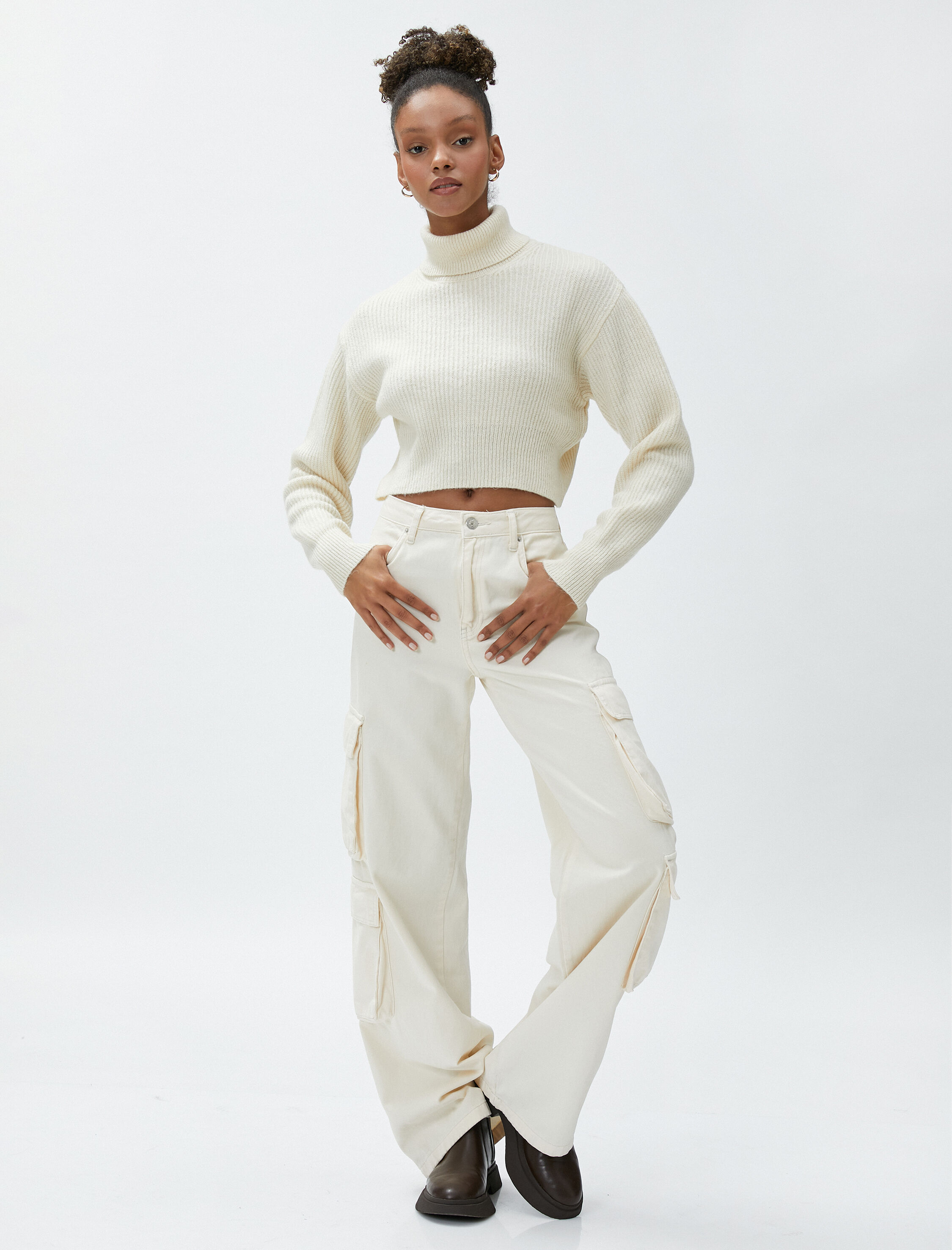   Crop Balıkçı Yaka Kazak Triko