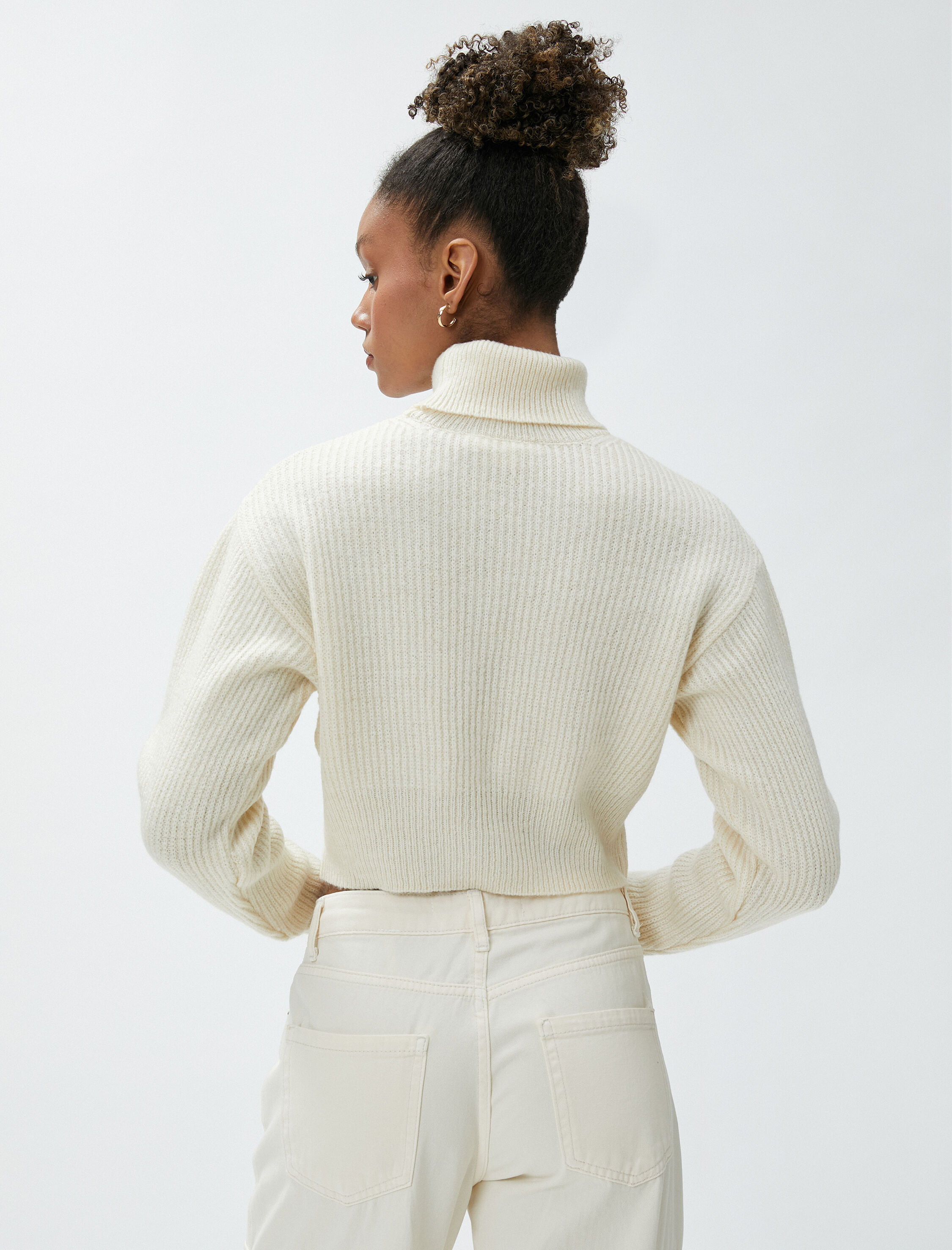   Crop Balıkçı Yaka Kazak Triko