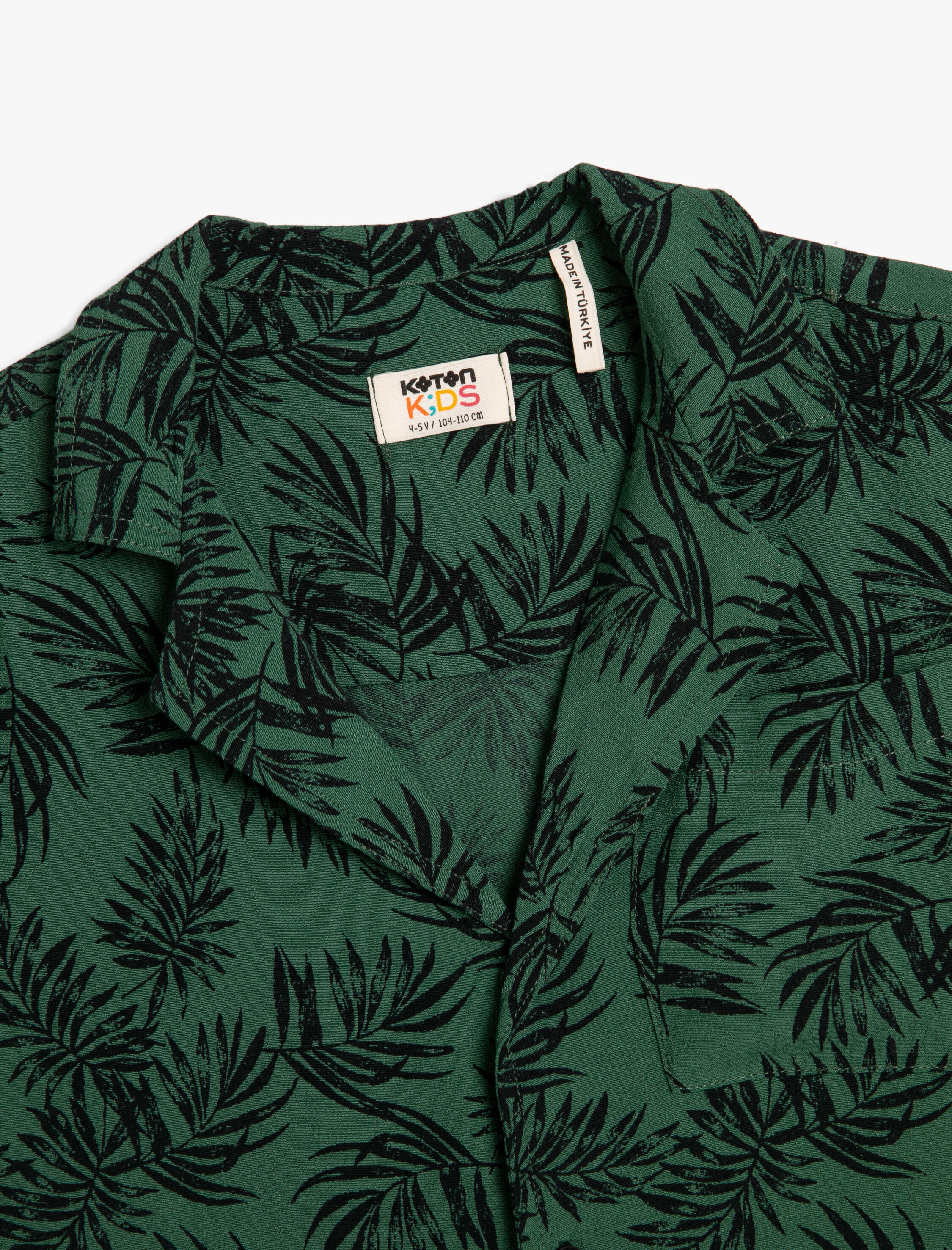  Erkek Çocuk Gömlek Floral Desenli Kısa Kollu Tek Cep Detaylı