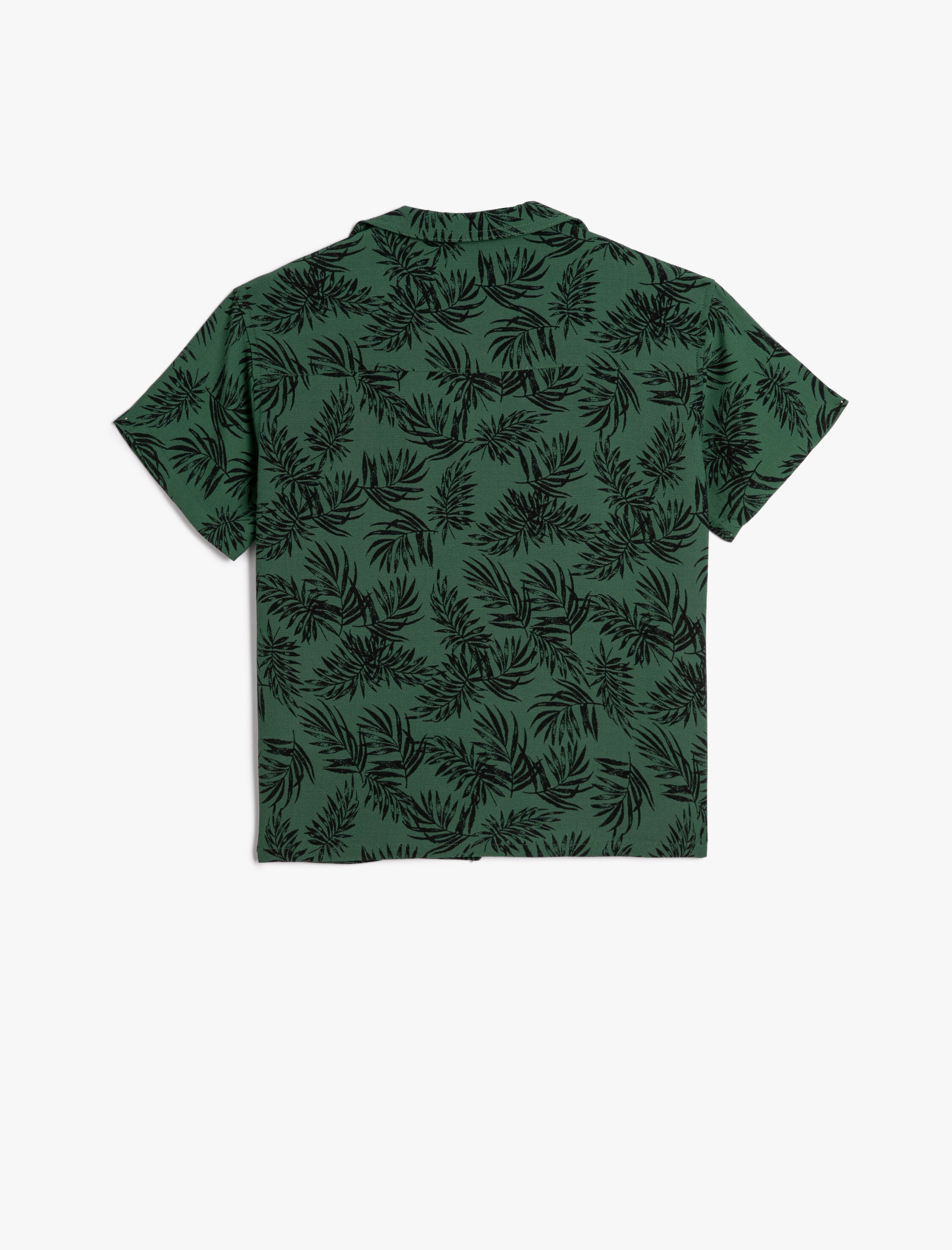  Erkek Çocuk Gömlek Floral Desenli Kısa Kollu Tek Cep Detaylı