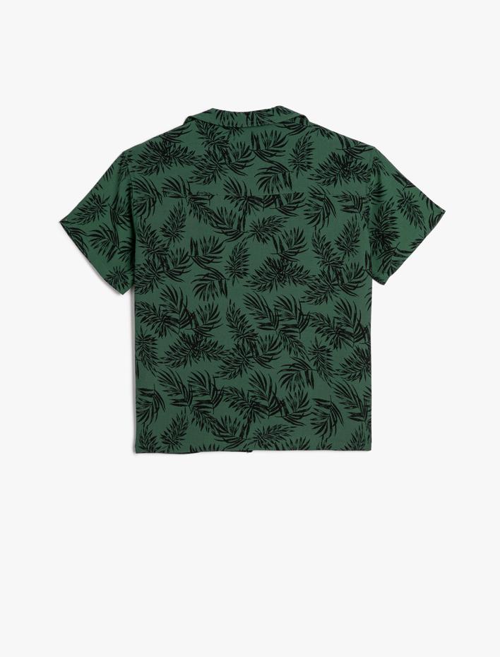 Erkek Çocuk Gömlek Floral Desenli Kısa Kollu Tek Cep Detaylı