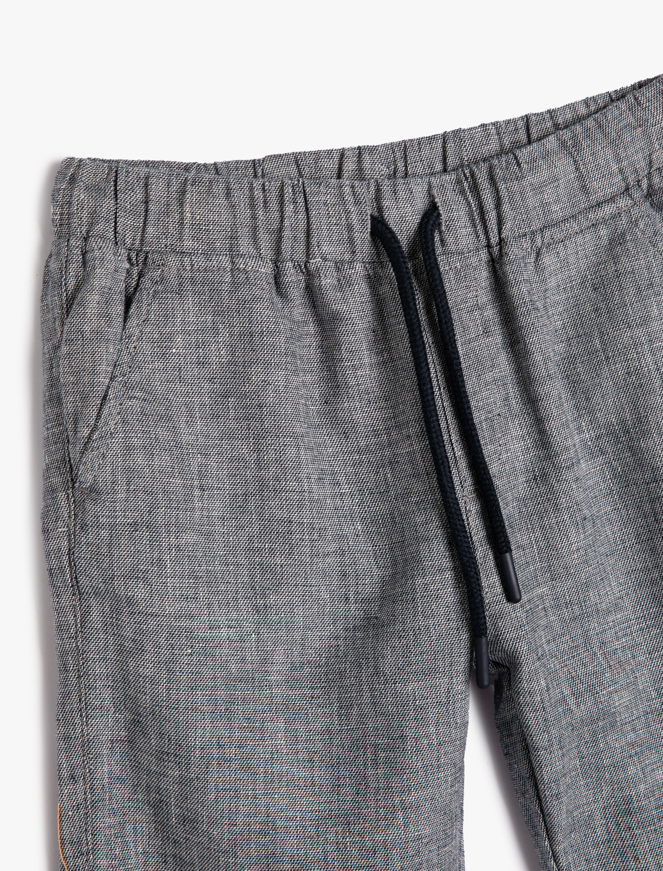  Erkek Çocuk Keten Pantolon Beli Bağlamalı Cepli Rahat Kesim