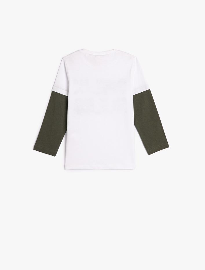 Erkek Bebek Uzun Kollu Tişört Baskılı Bisiklet Yaka Pamuklu