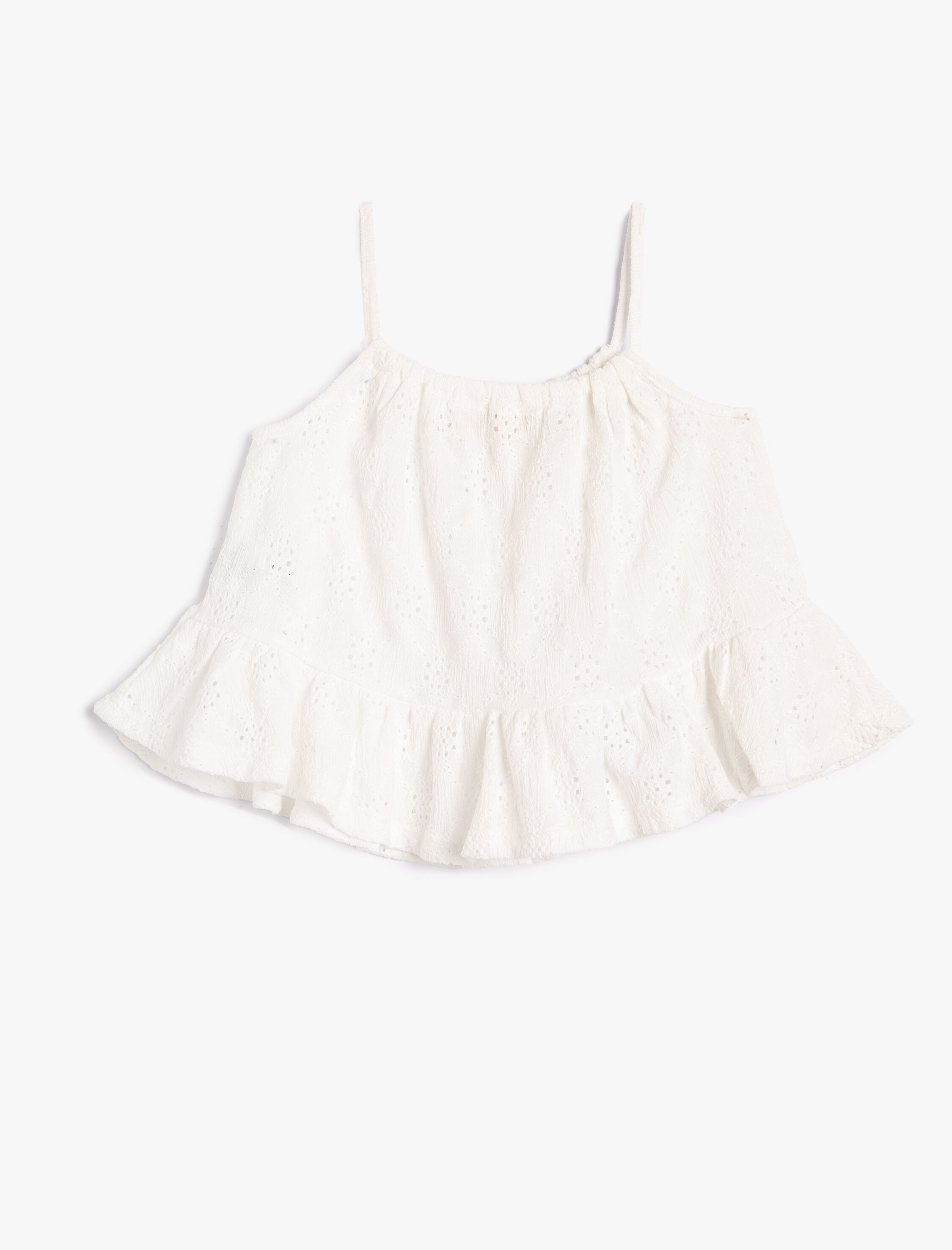  Kız Çocuk Crop Üst Fisto İşlemeli Askılı Rahat Kesim