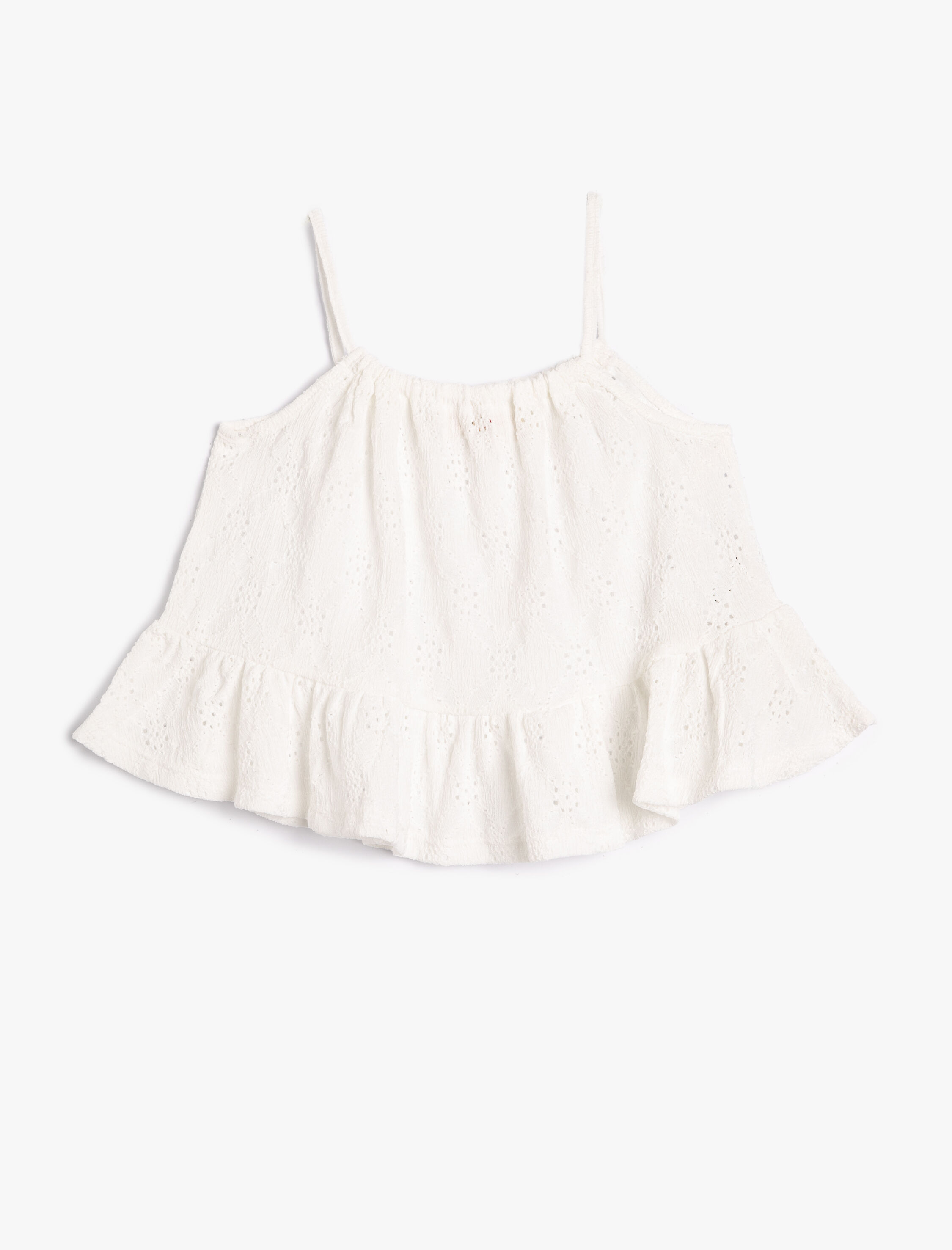  Kız Çocuk Crop Üst Fisto İşlemeli Askılı Rahat Kesim