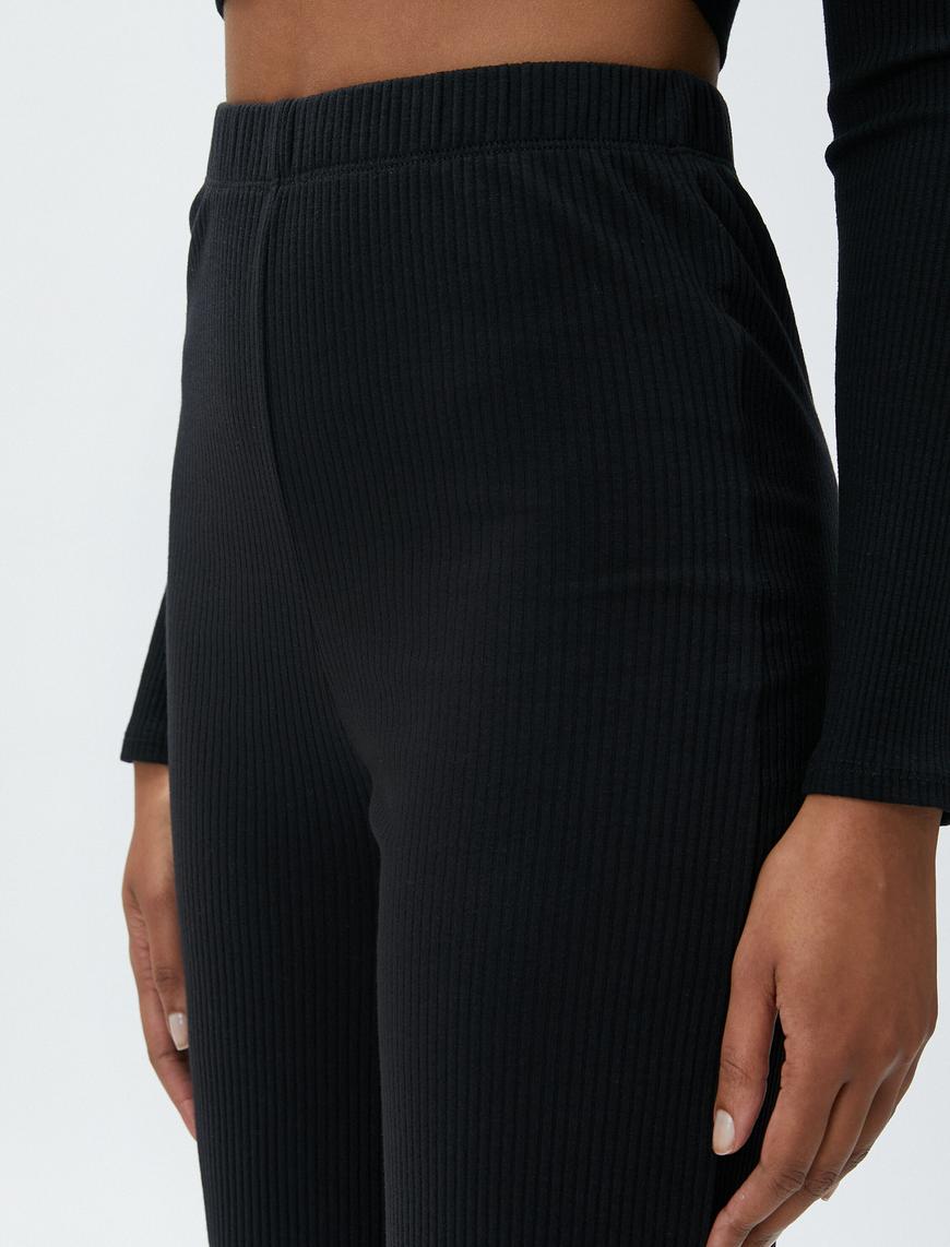   Beli Lastikli Pantolon Düz Paça Fitilli