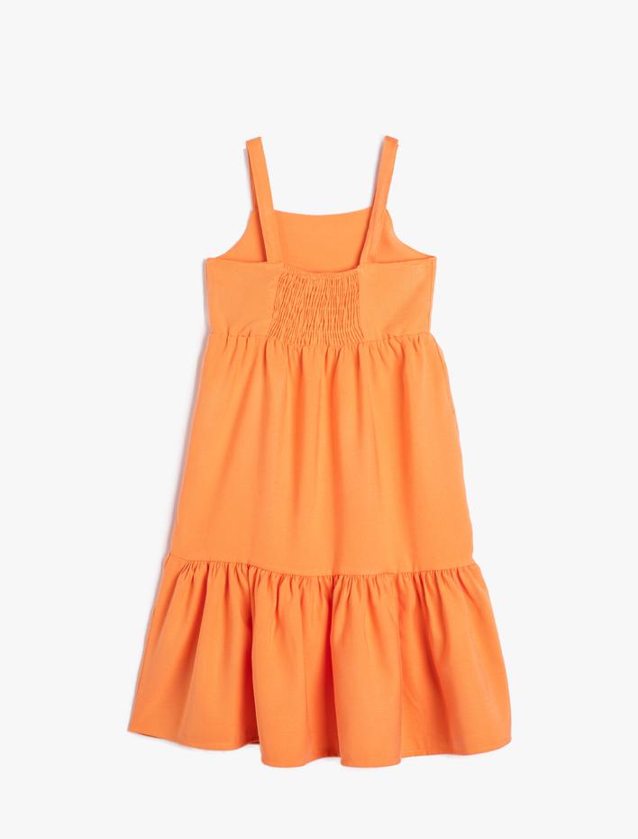 Kız Çocuk Elbise Basic Midi Boy Askılı Modal Kumaş