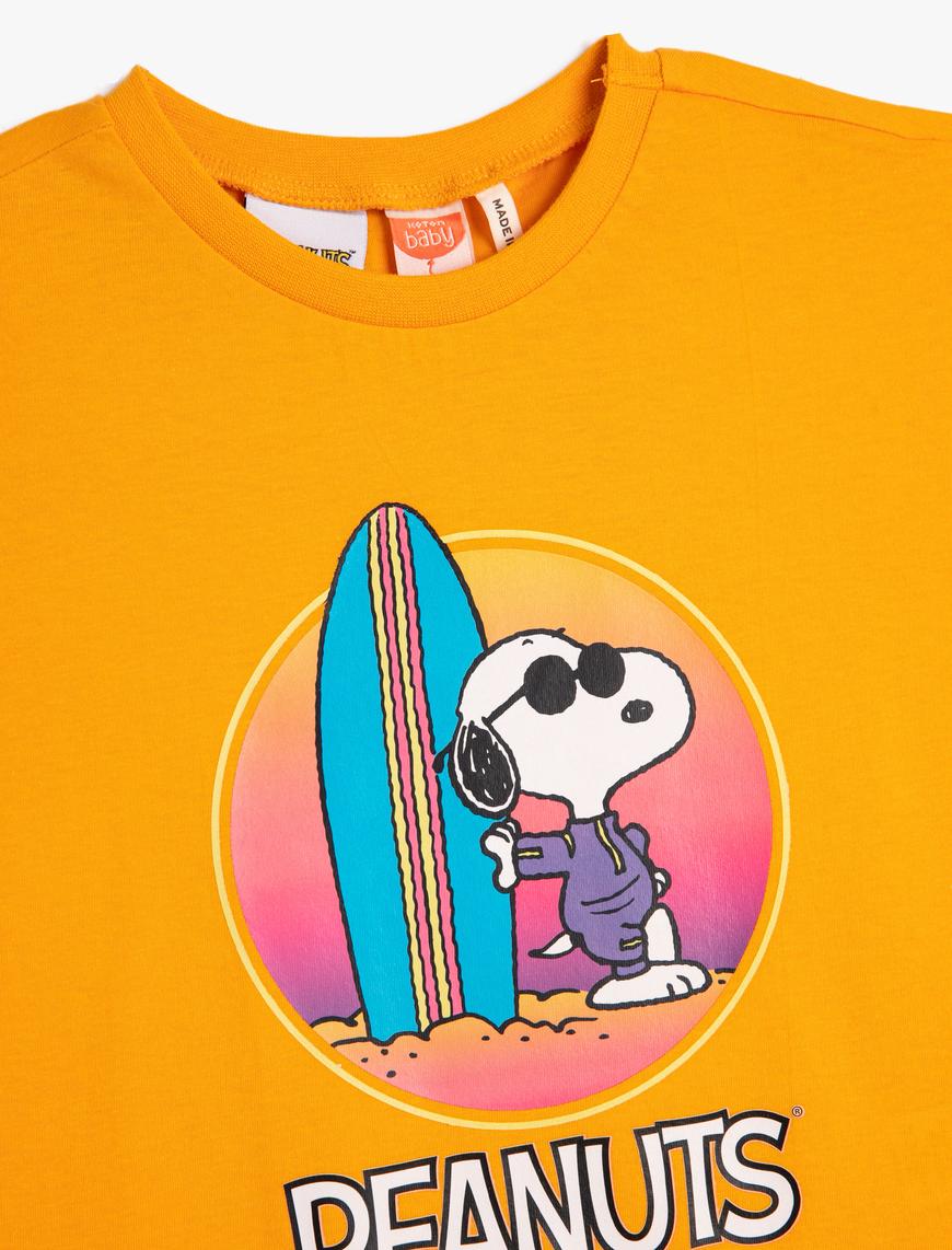  Erkek Bebek Snoopy Tişört Lisanslı Kısa Kollu Bisiklet Yaka Pamuklu