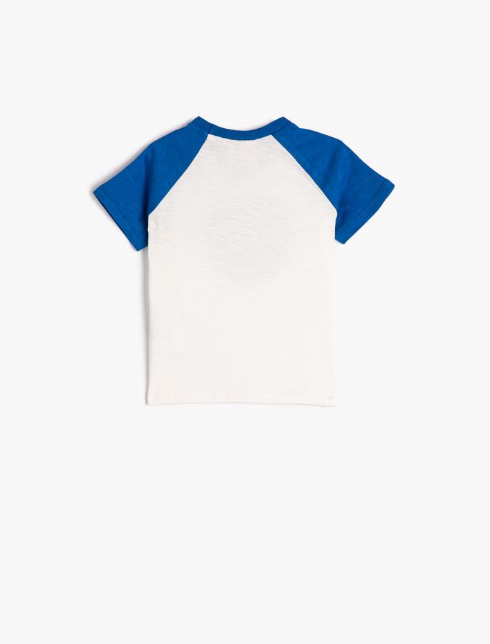 Erkek Bebek Tişört Kaplumbağa Baskılı Kısa Kollu Bisiklet Yaka Pamuklu