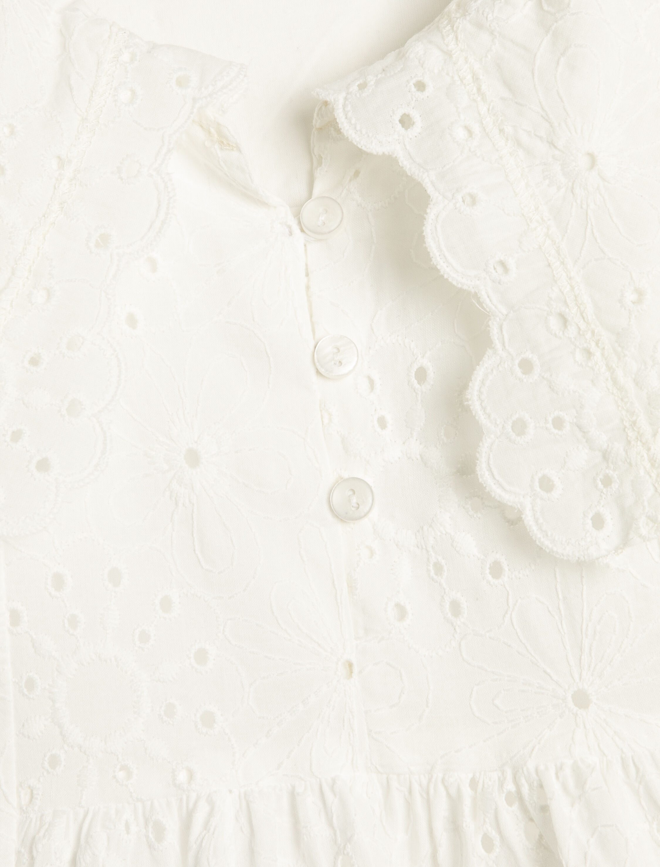  Kız Çocuk Elbise Geniş Bebe Yaka Lastikli Kısa Balon Kollu Pamuklu