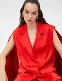 Oversize Blazer Yelek Kruvaze Düğmeli