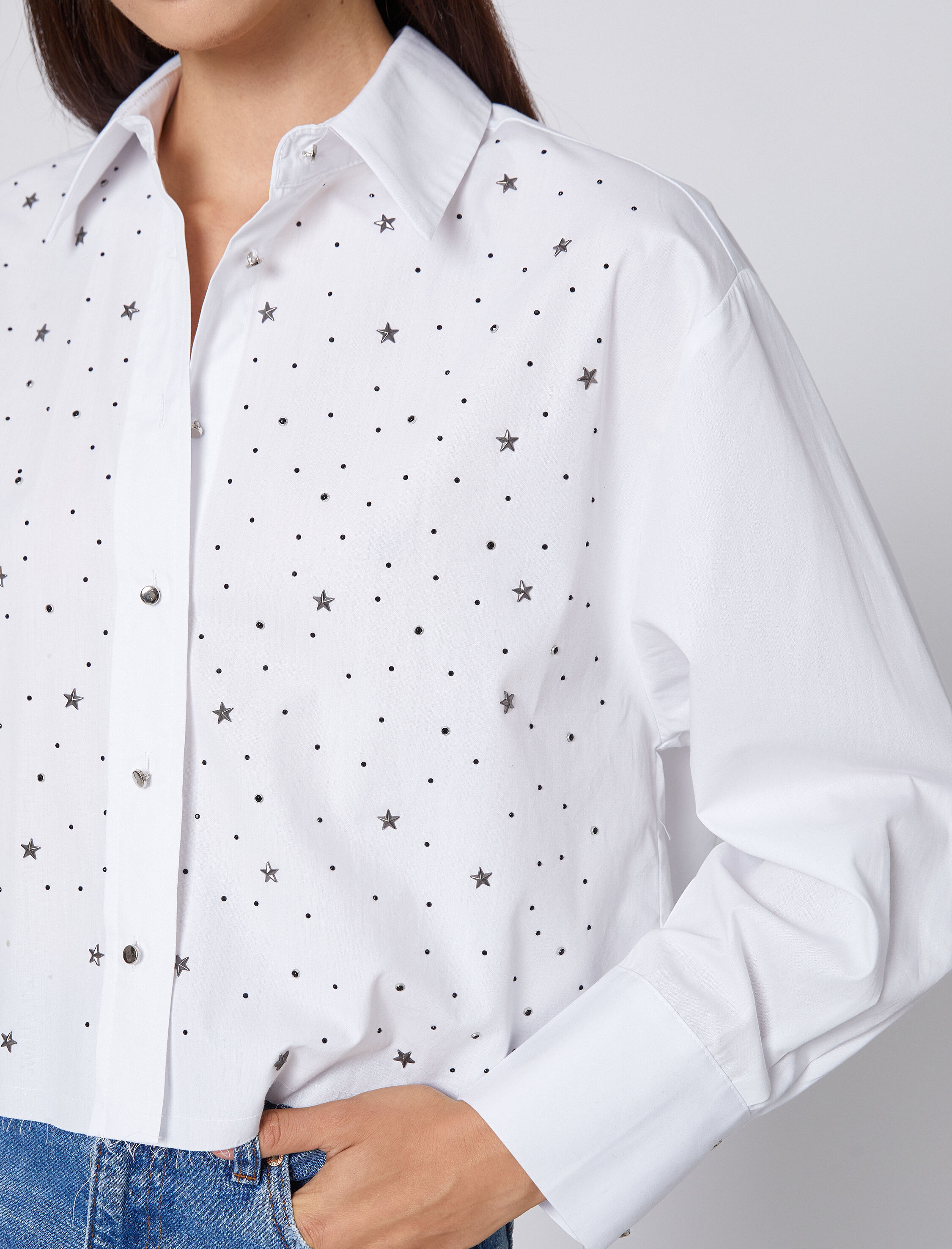   Crop Gömlek Zımba Baskılı