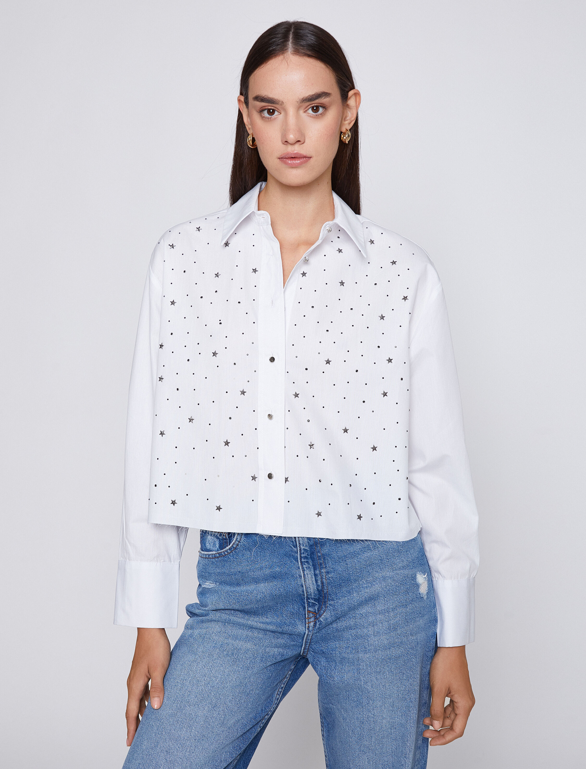   Crop Gömlek Zımba Baskılı