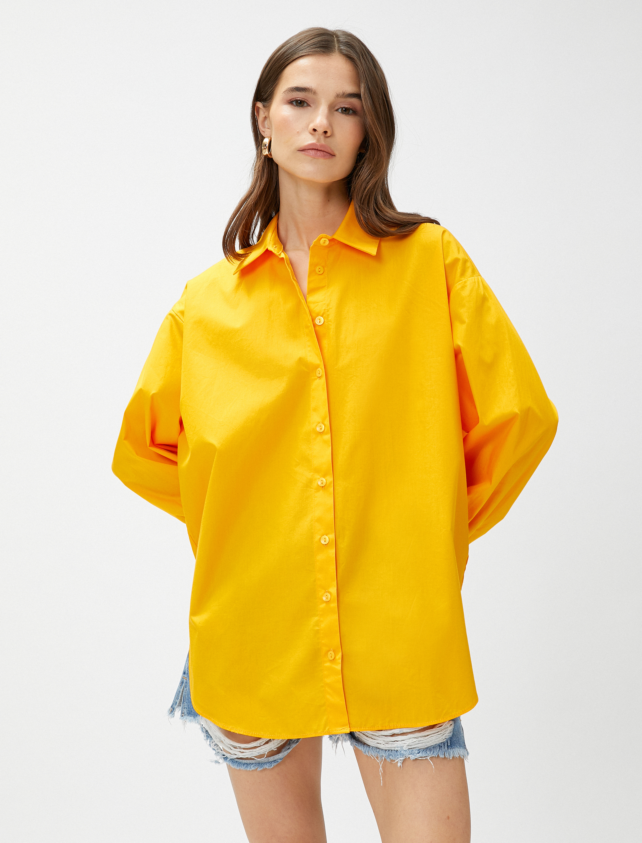   Oversize Poplin Gömlek Uzun Kollu Pamuklu