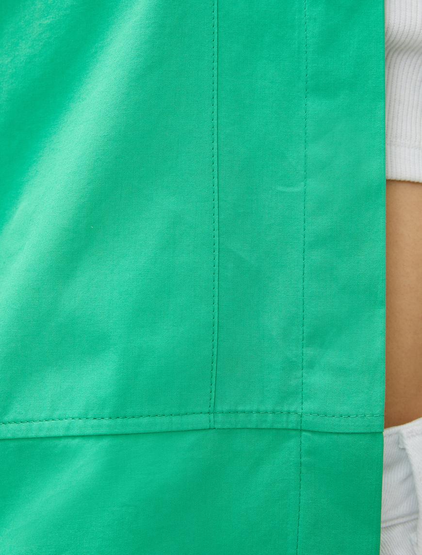   Crop Oversize Poplin Gömlek Kısa Kollu Pamuklu