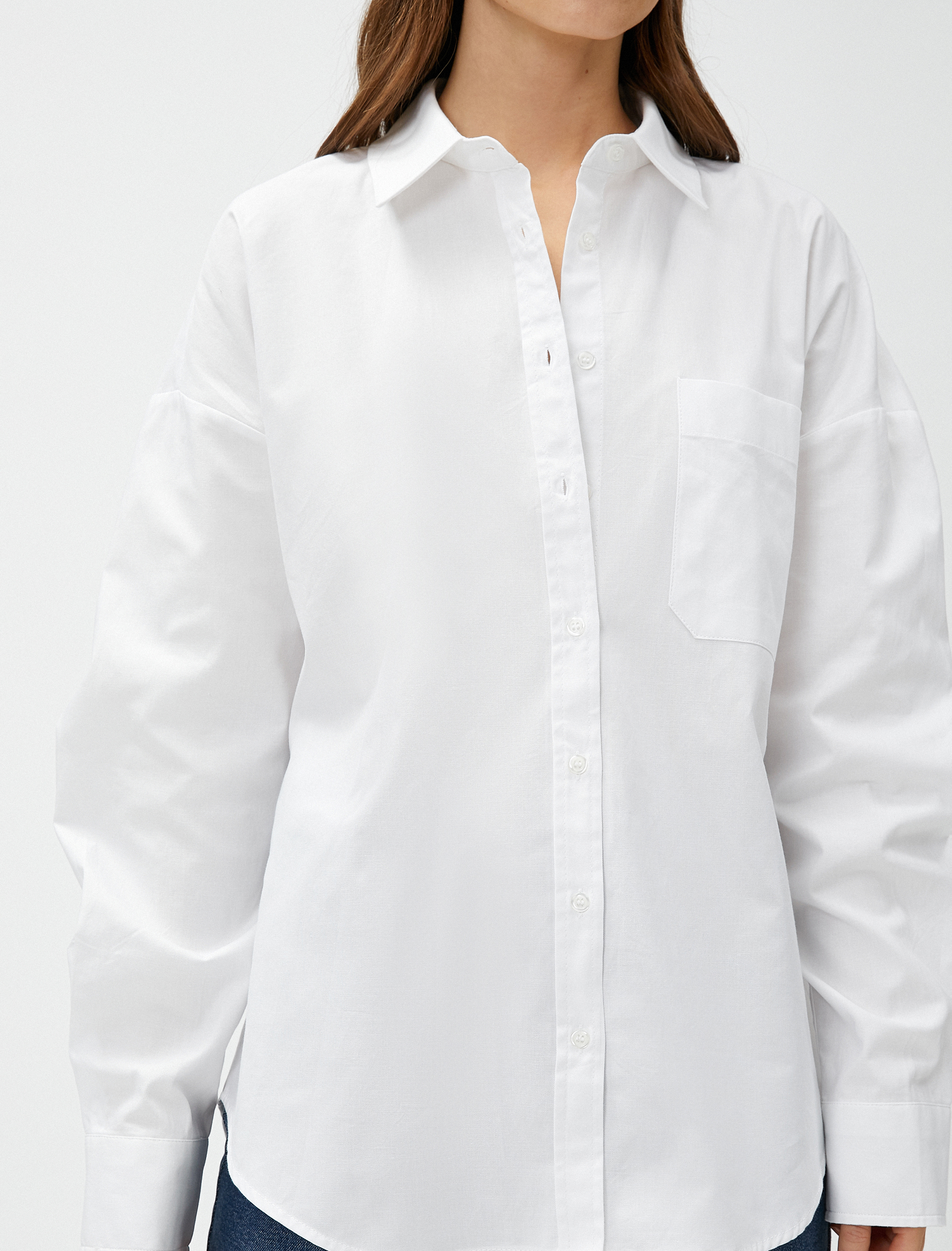   Oversize Gömlek Cepli Pamuklu