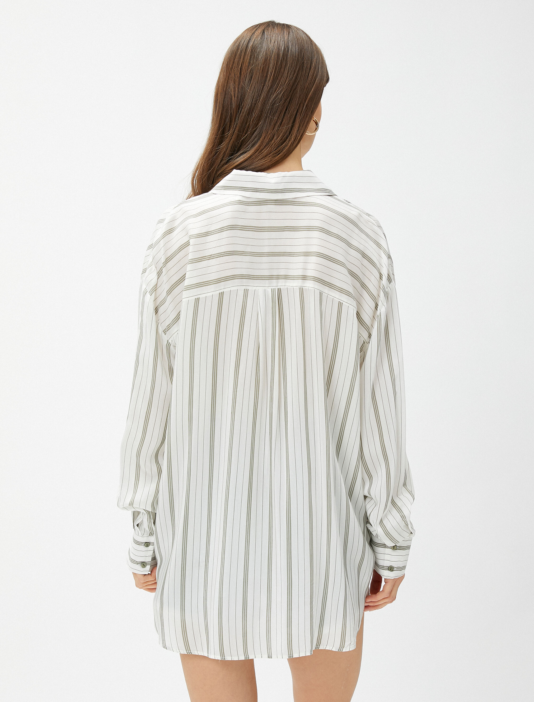   Oversize Poplin Gömlek Uzun Kollu Yarı Transparan