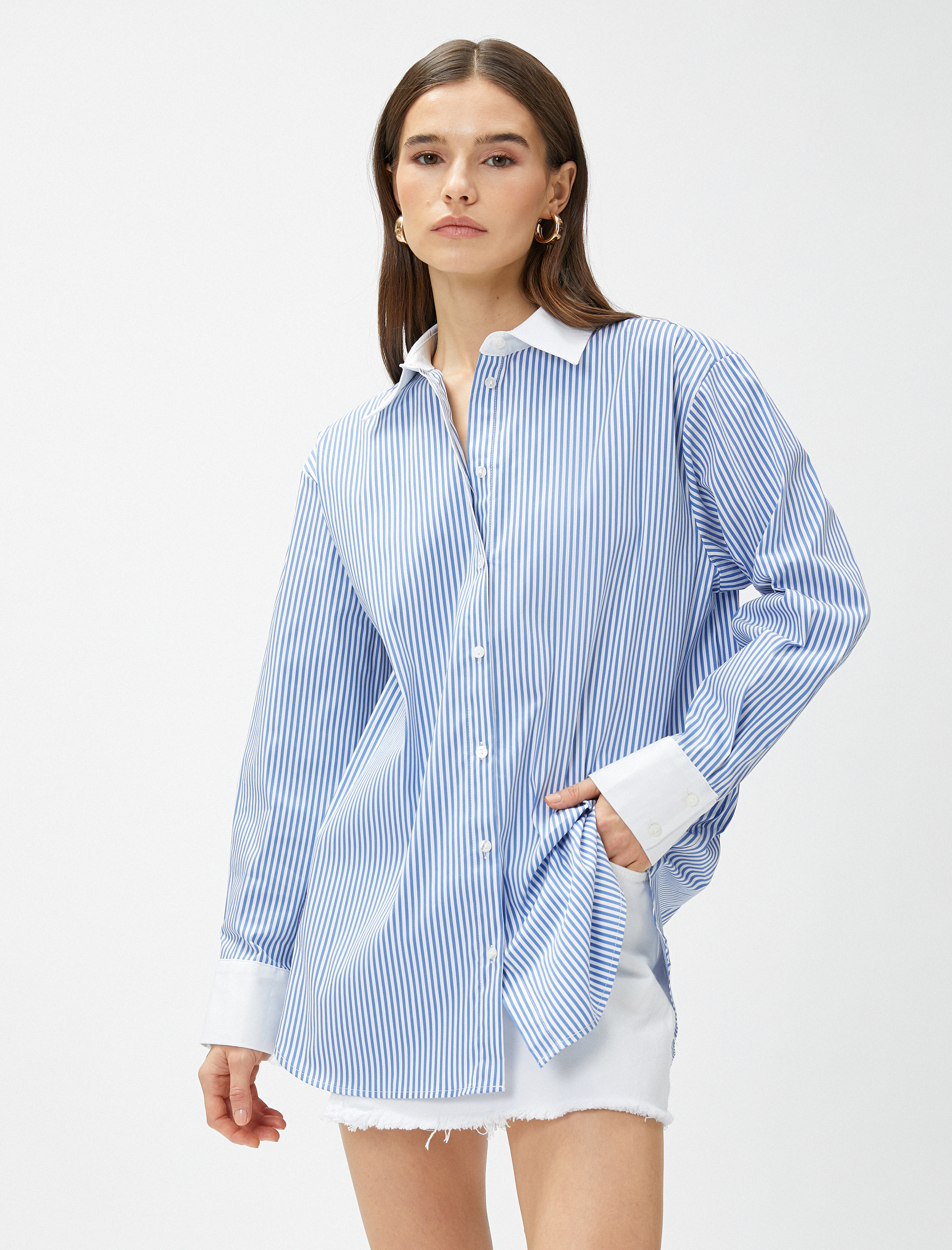  Poplin Oversize Gömlek Uzun Kollu