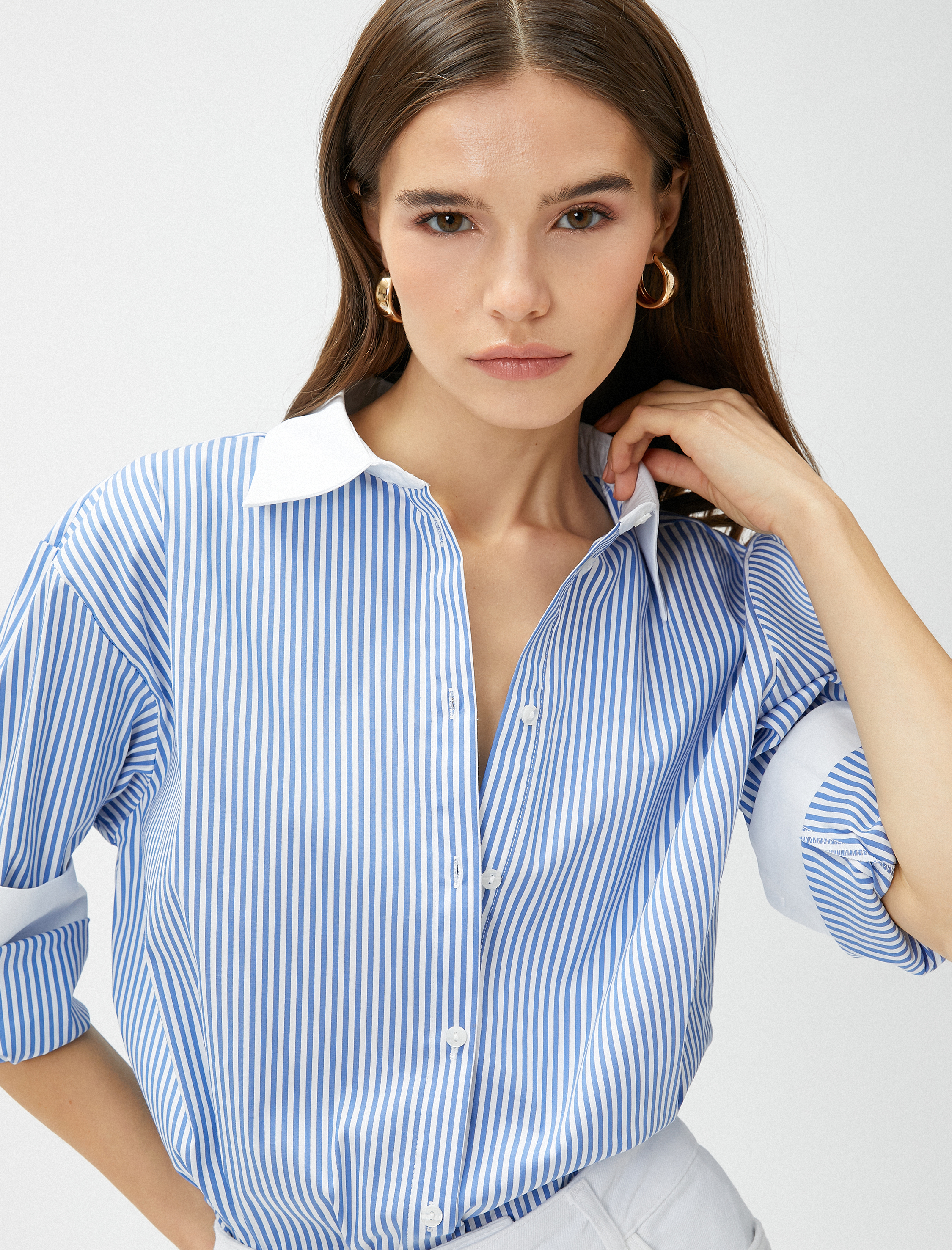   Poplin Oversize Gömlek Uzun Kollu