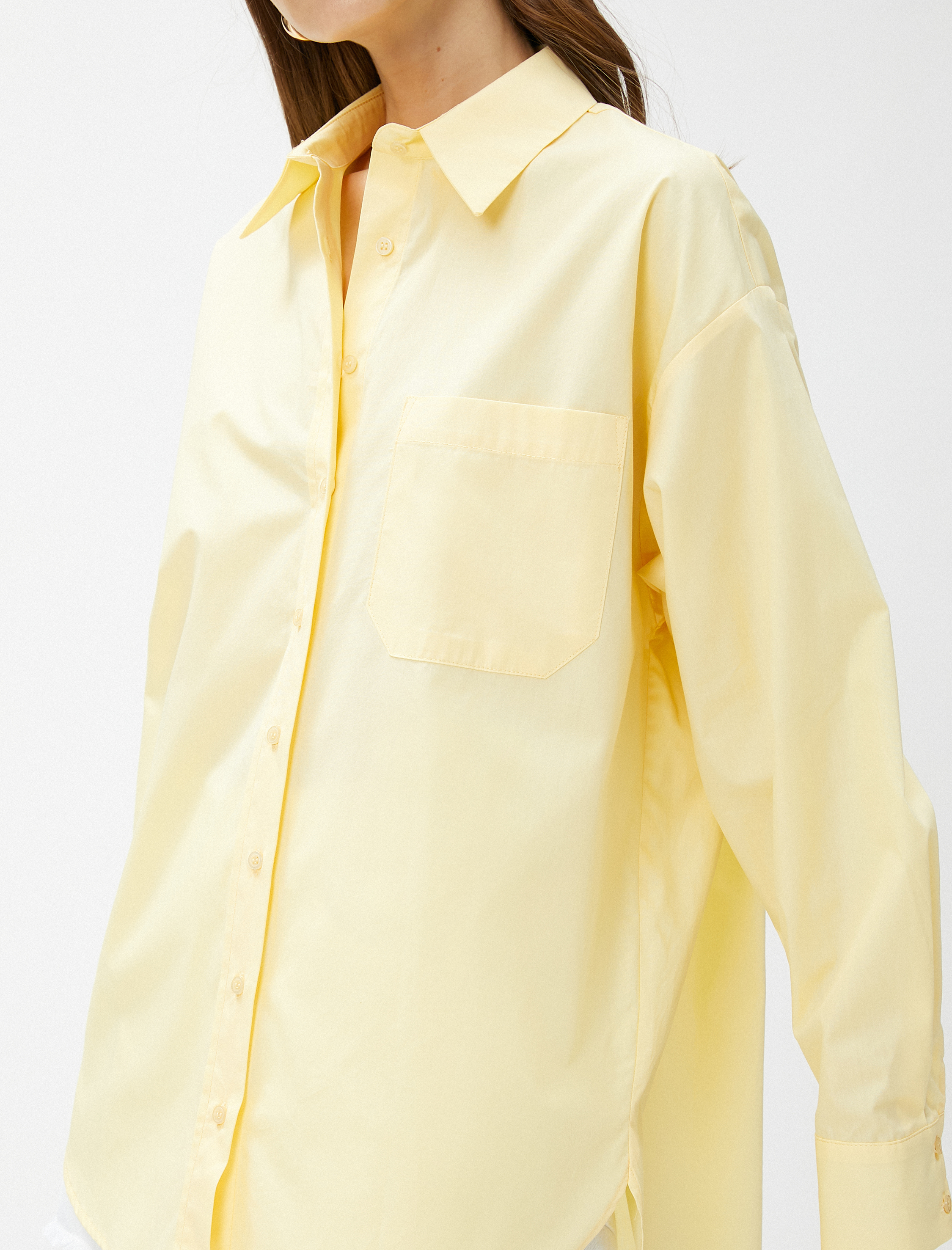   Oversize Poplin Gömlek Cepli Pamuklu