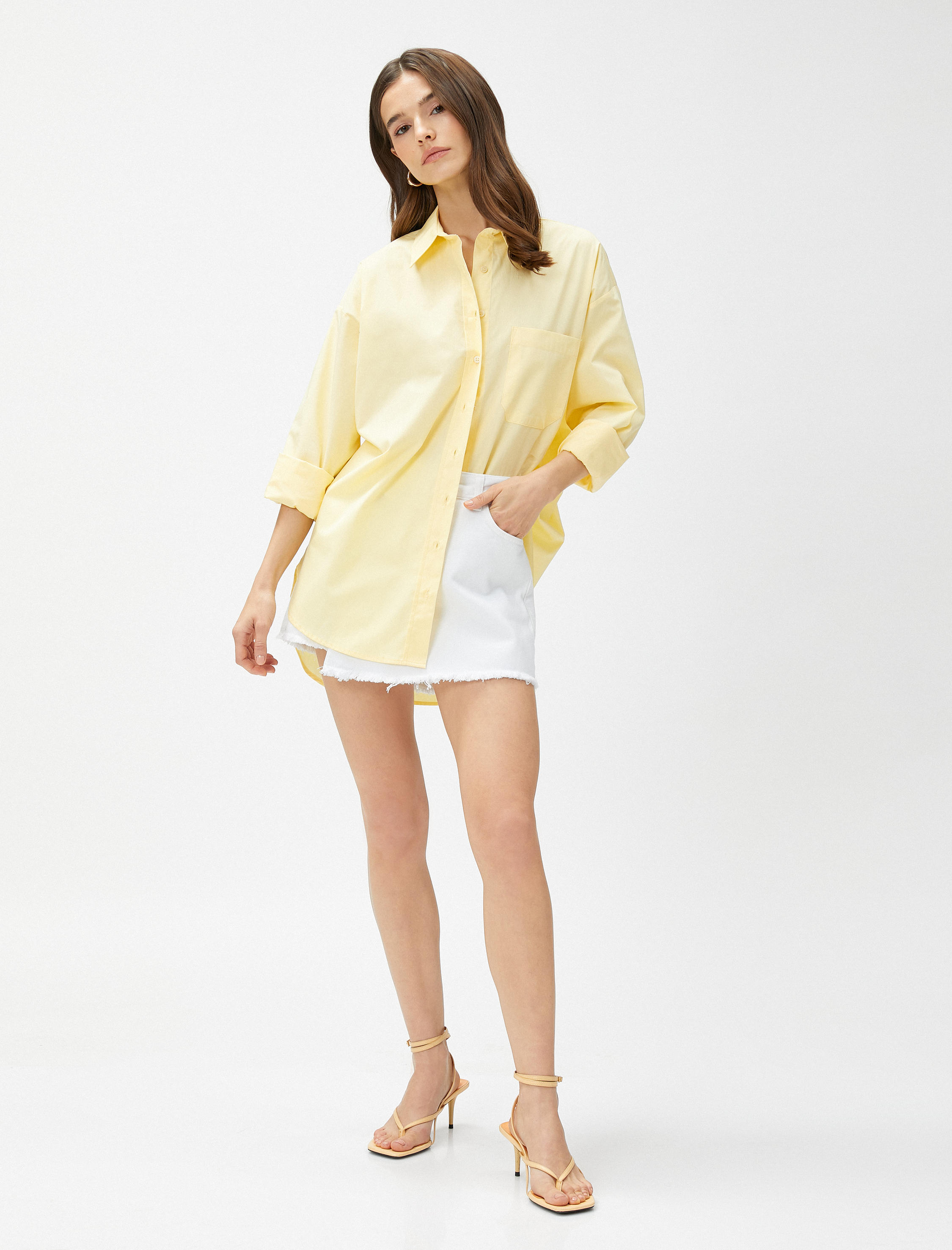   Oversize Poplin Gömlek Cepli Pamuklu