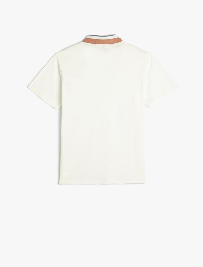 Erkek Çocuk Dik Yaka Tişört Yarım Düğme Kapamalı Kısa Kollu Cepli Pamuklu