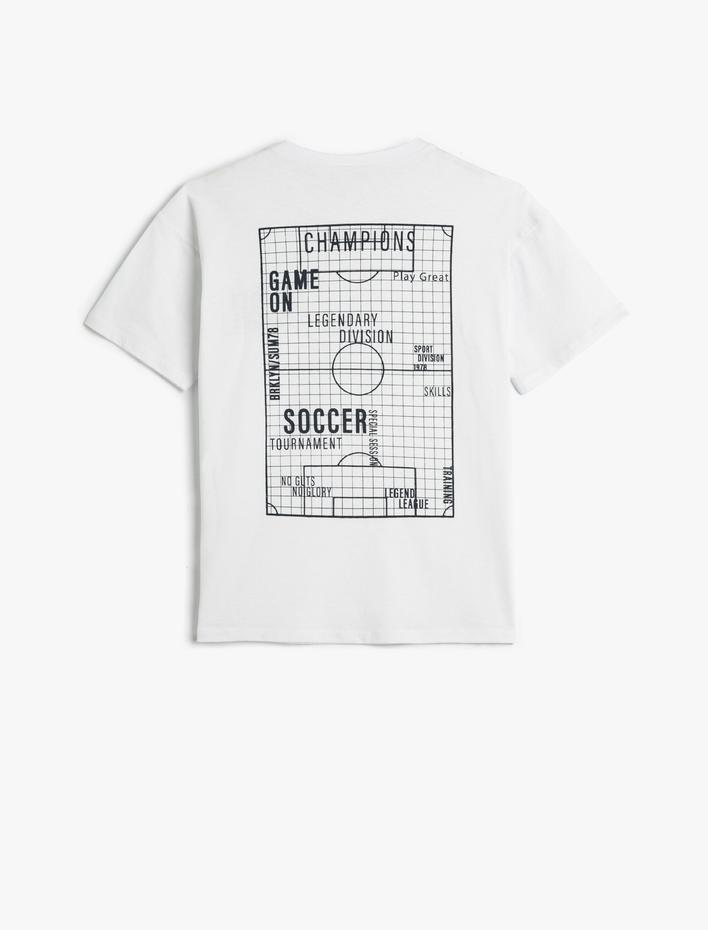 Erkek Çocuk Tişört Bisiklet Yaka Kısa Kollu Arkası Baskılı Pamuklu