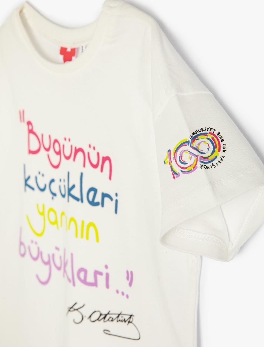  Kız Bebek Tişört Atatürk İmza Baskılı Kısa Kollu Pamuklu