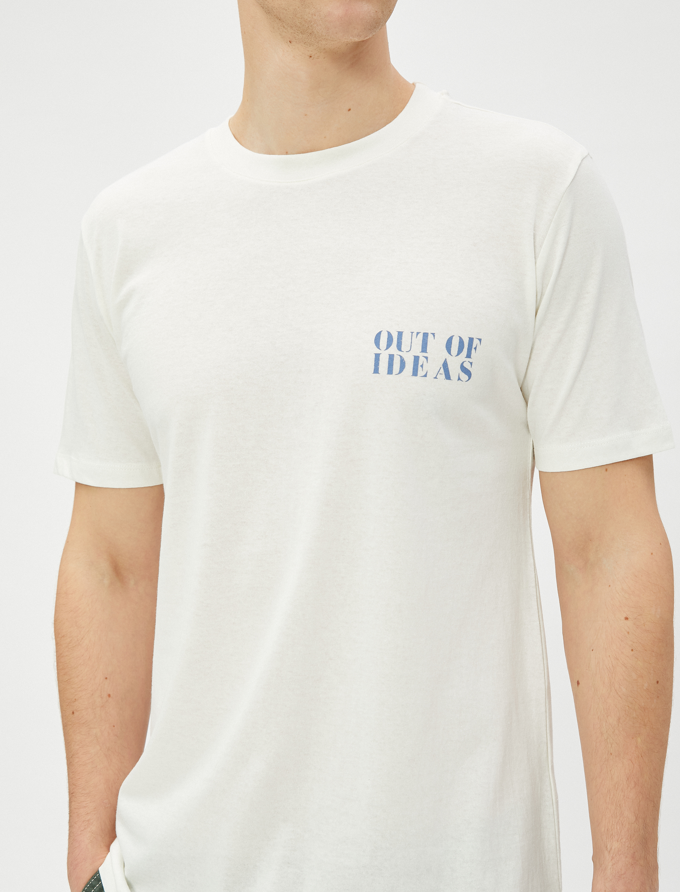 Slogan Baskılı Tişört Bisiklet Yaka Dar Kesim Pamuklu
