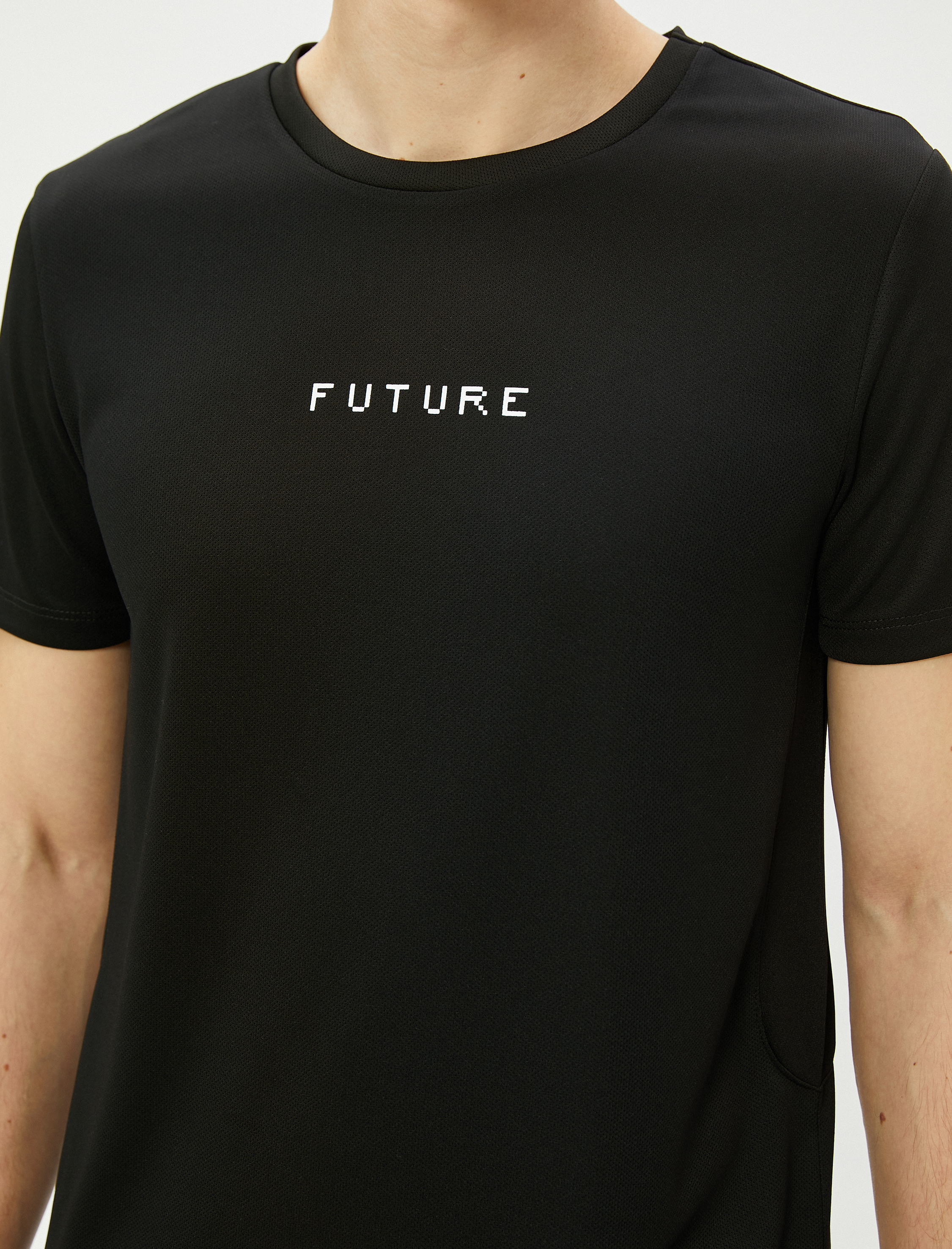   Spor Tişört Slogan Baskılı Bisiklet Yaka Kısa Kollu