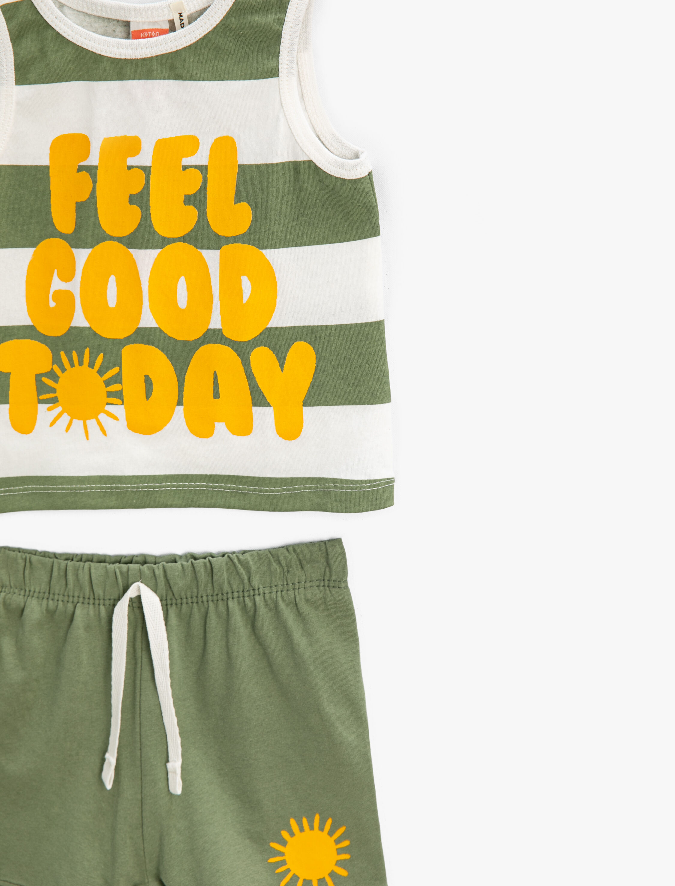  Erkek Bebek Takım Çizgili Baskılı Atlet ve Şort  Pamuklu