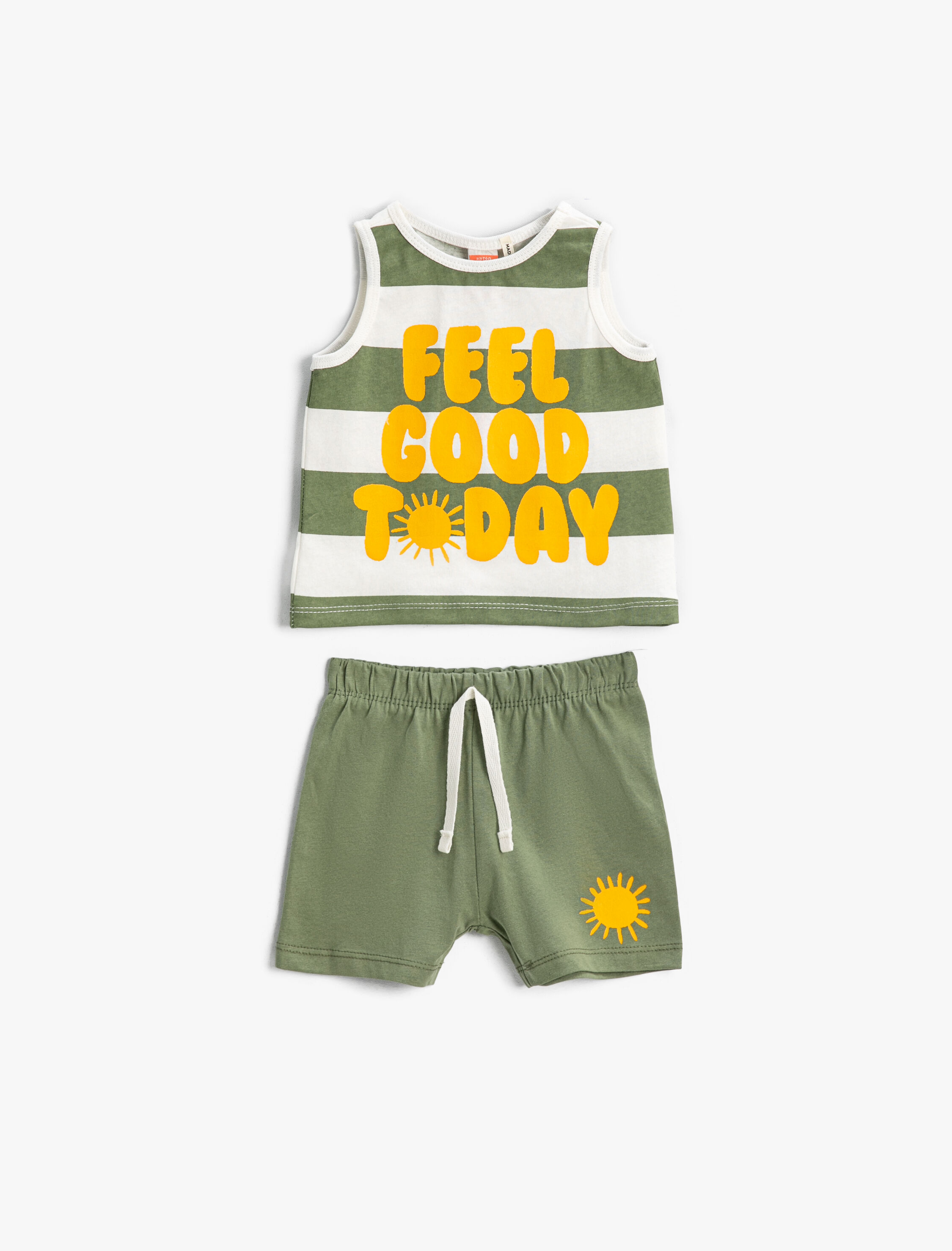  Erkek Bebek Takım Çizgili Baskılı Atlet ve Şort  Pamuklu