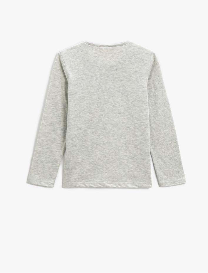 Kız Çocuk Uzun Kollu Tişört Baskılı Bisiklet Yaka