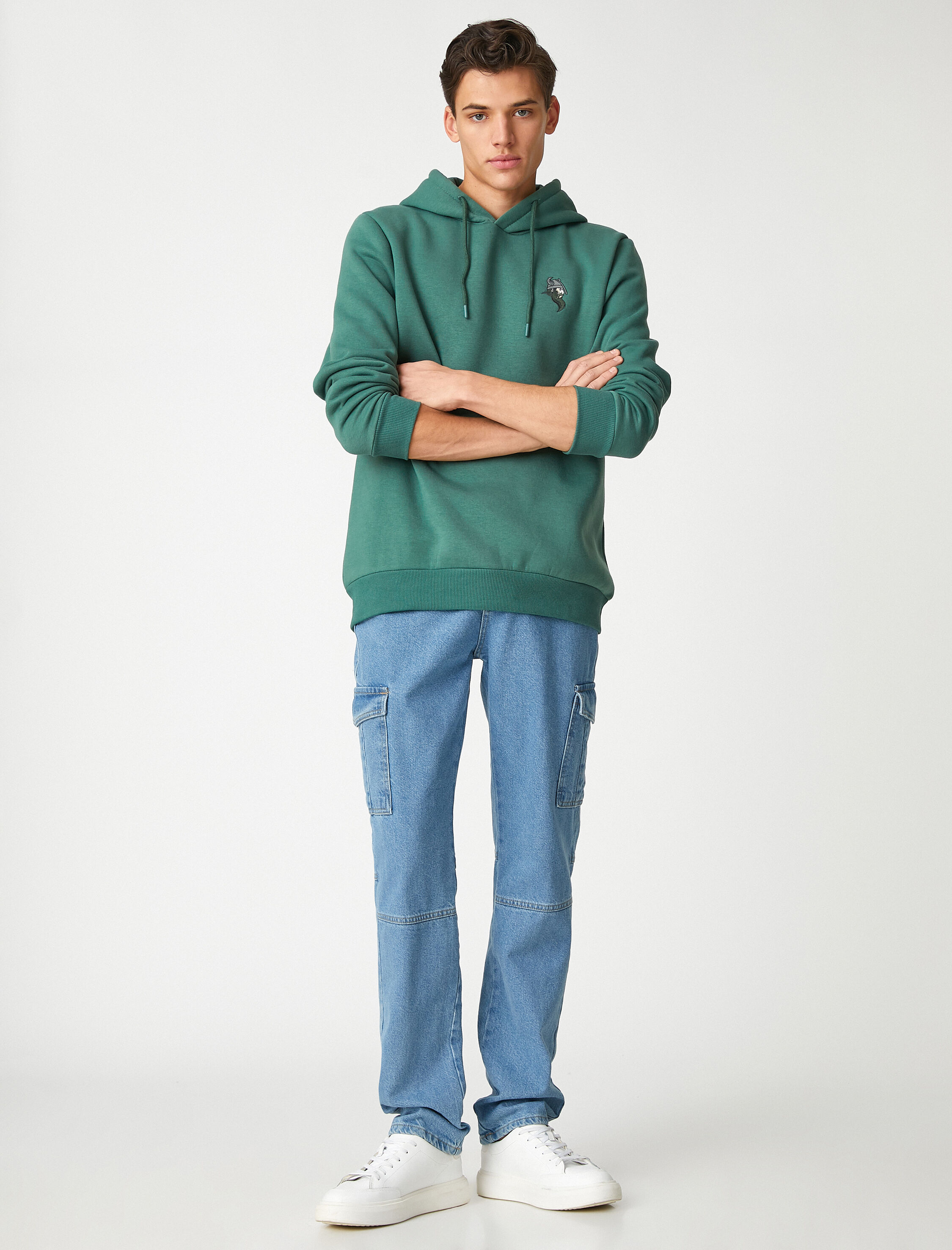   İşlemeli Kapşonlu Sweatshirt