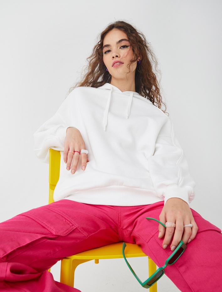  Oversize Kapüşonlu Sweatshirt İçi Polarlı