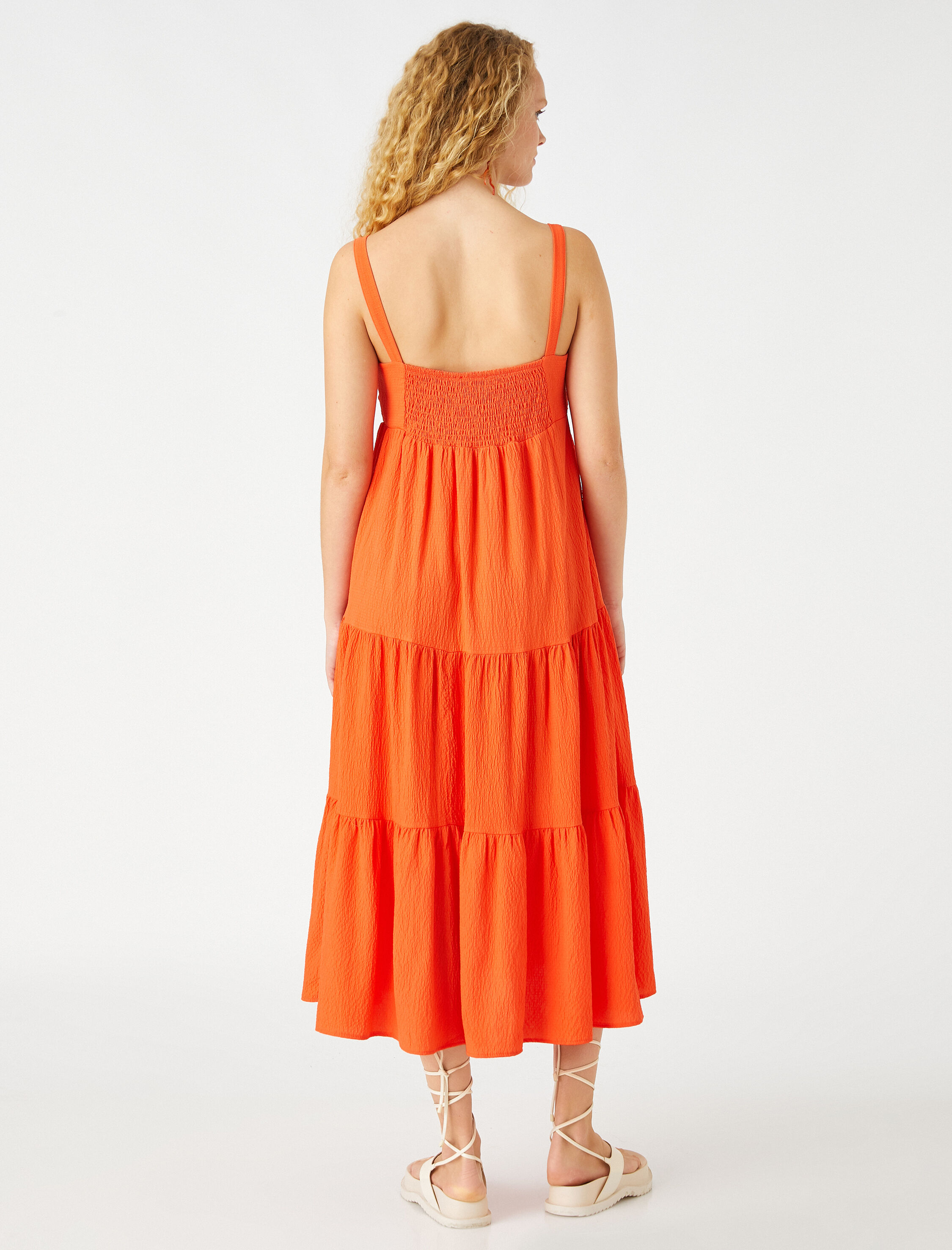   Askılı Midi Boy Elbise Drape Detaylı