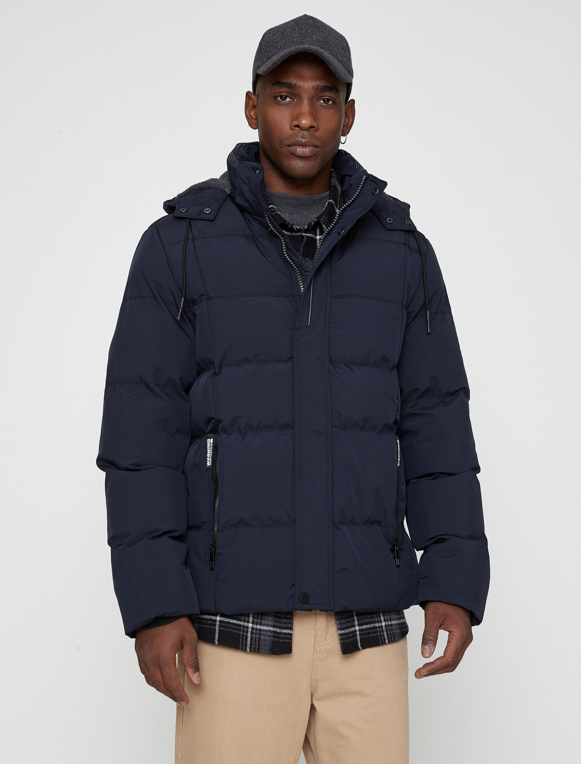   Kapşonlu Şişme Mont Cep Detaylı Su Geçirmez