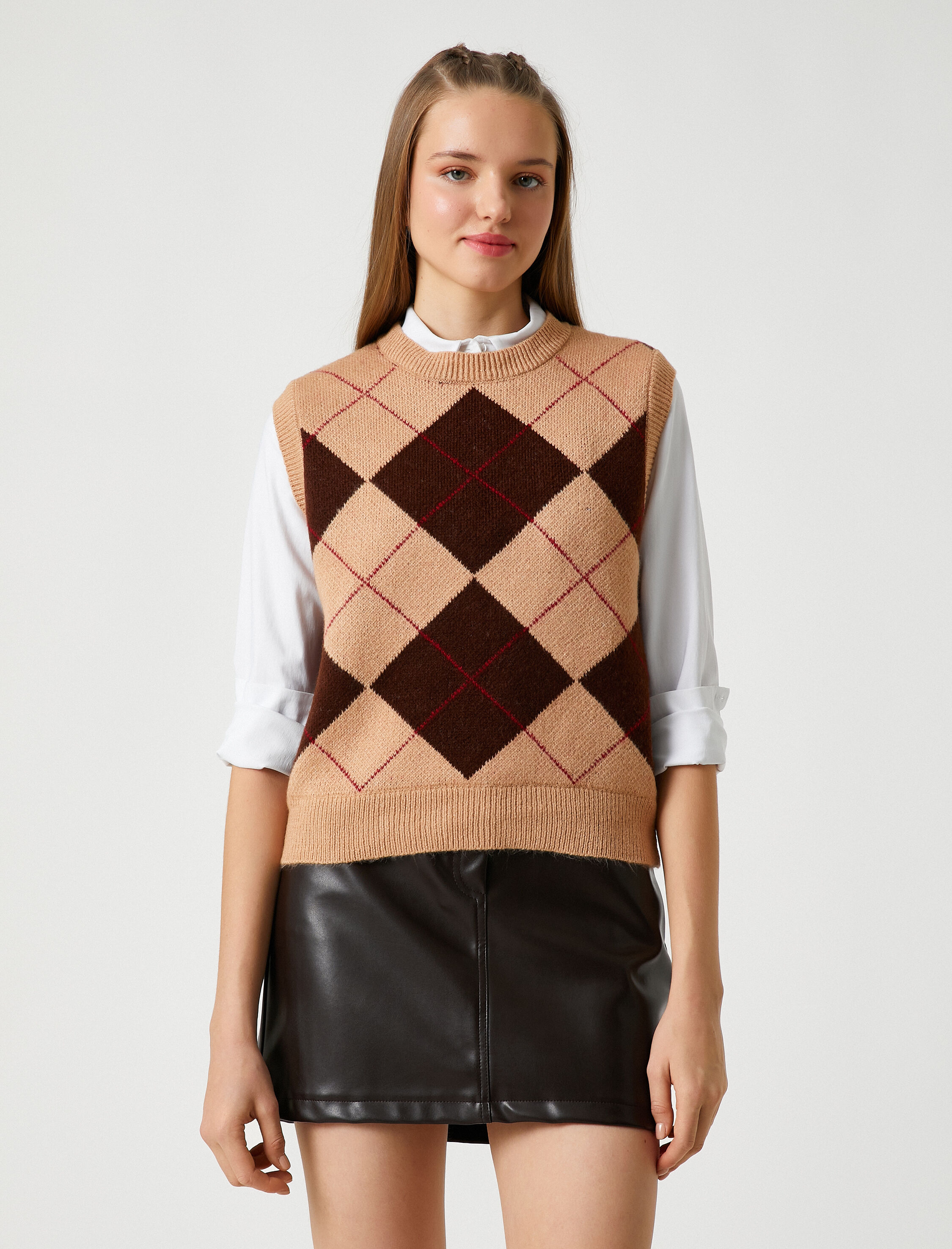   Ekoseli Örgü Süveter