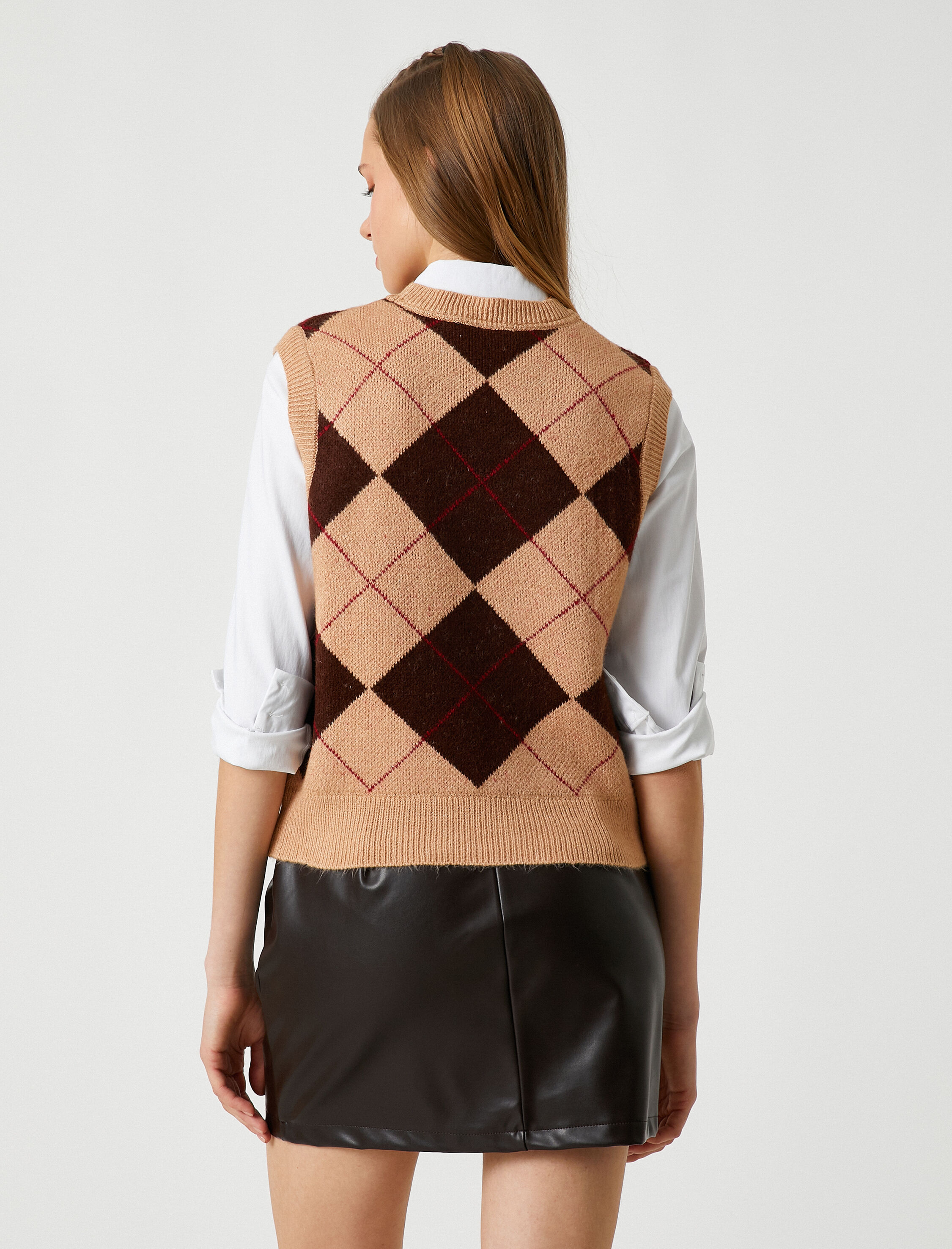   Ekoseli Örgü Süveter