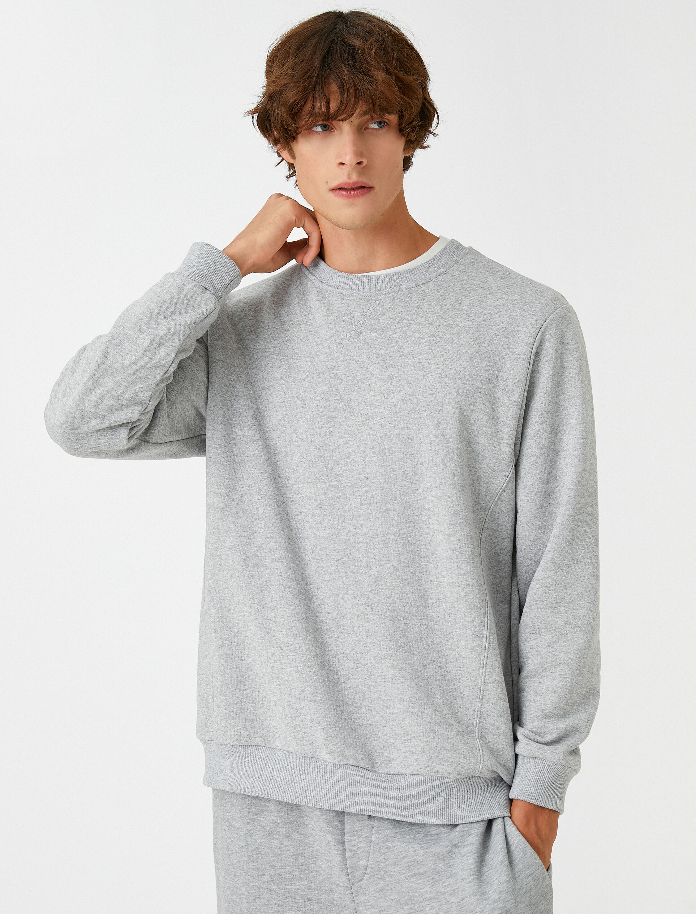 Basic Sweatshirt Bisiklet Yaka