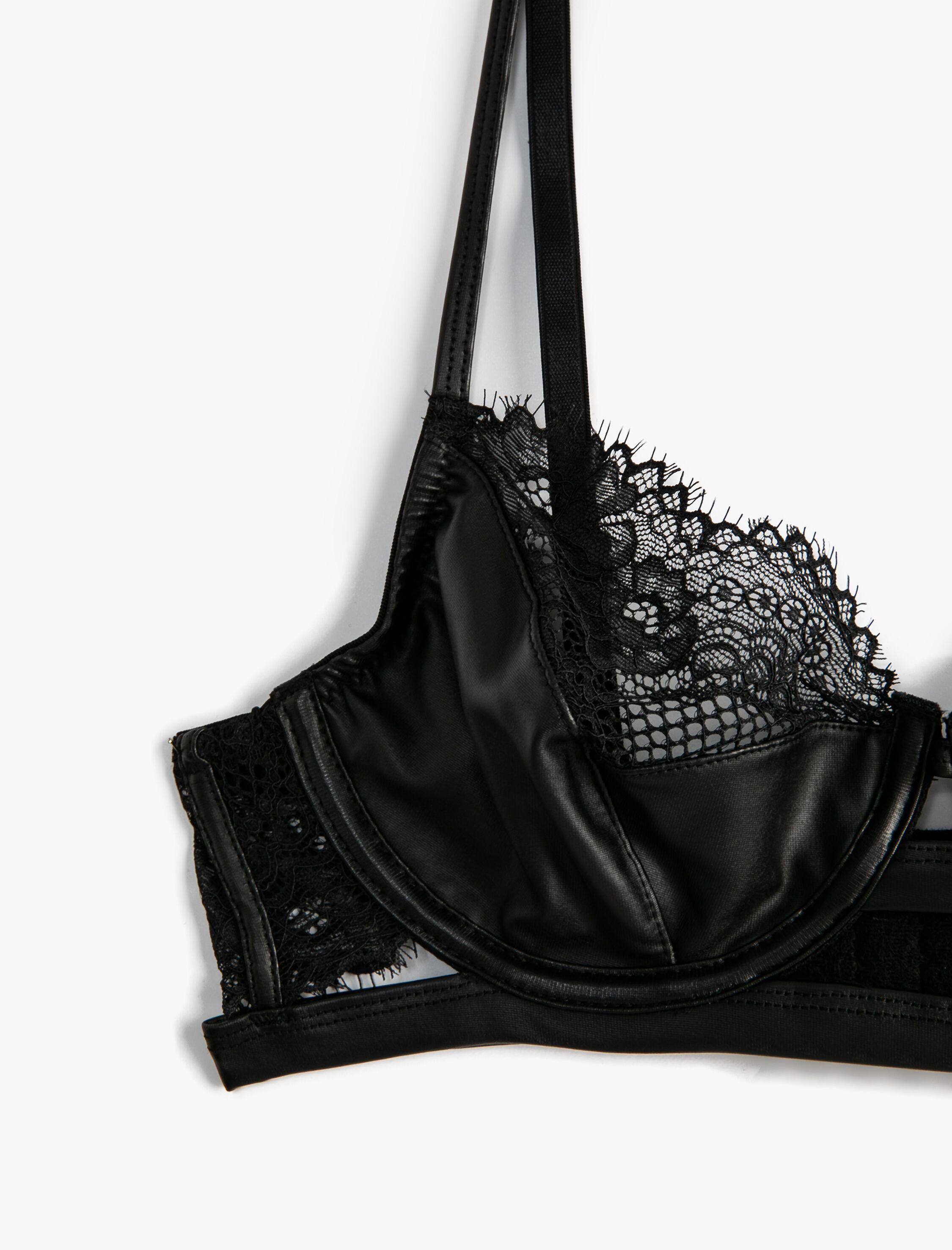   Dantelli Sütyen Suni Deri Balenli Dolgusuz Desteksiz