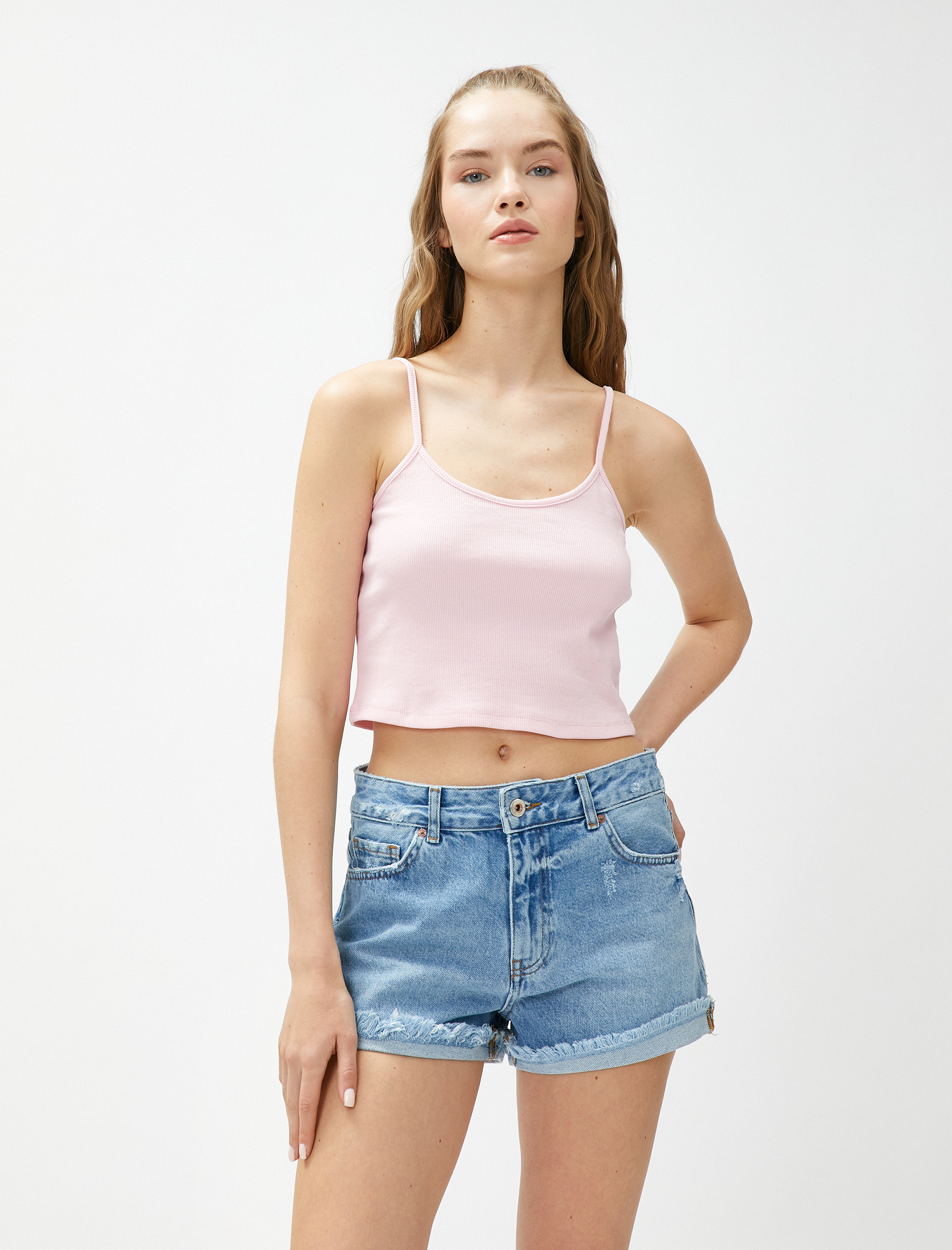   Crop Atlet Halter Yaka Dar Kesim