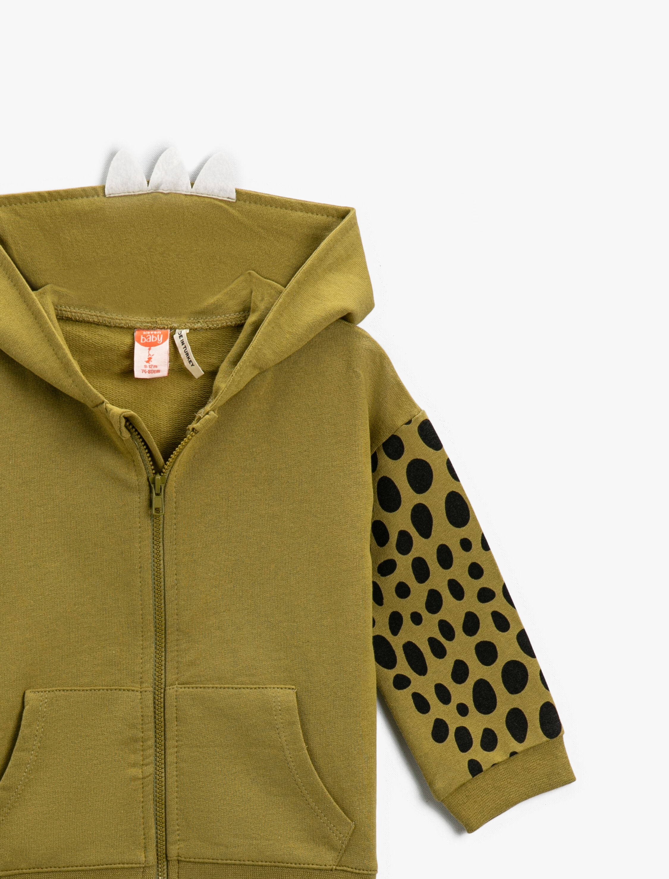  Erkek Bebek Kapüşonlu Fermuarlı Sweatshirt Pamuklu