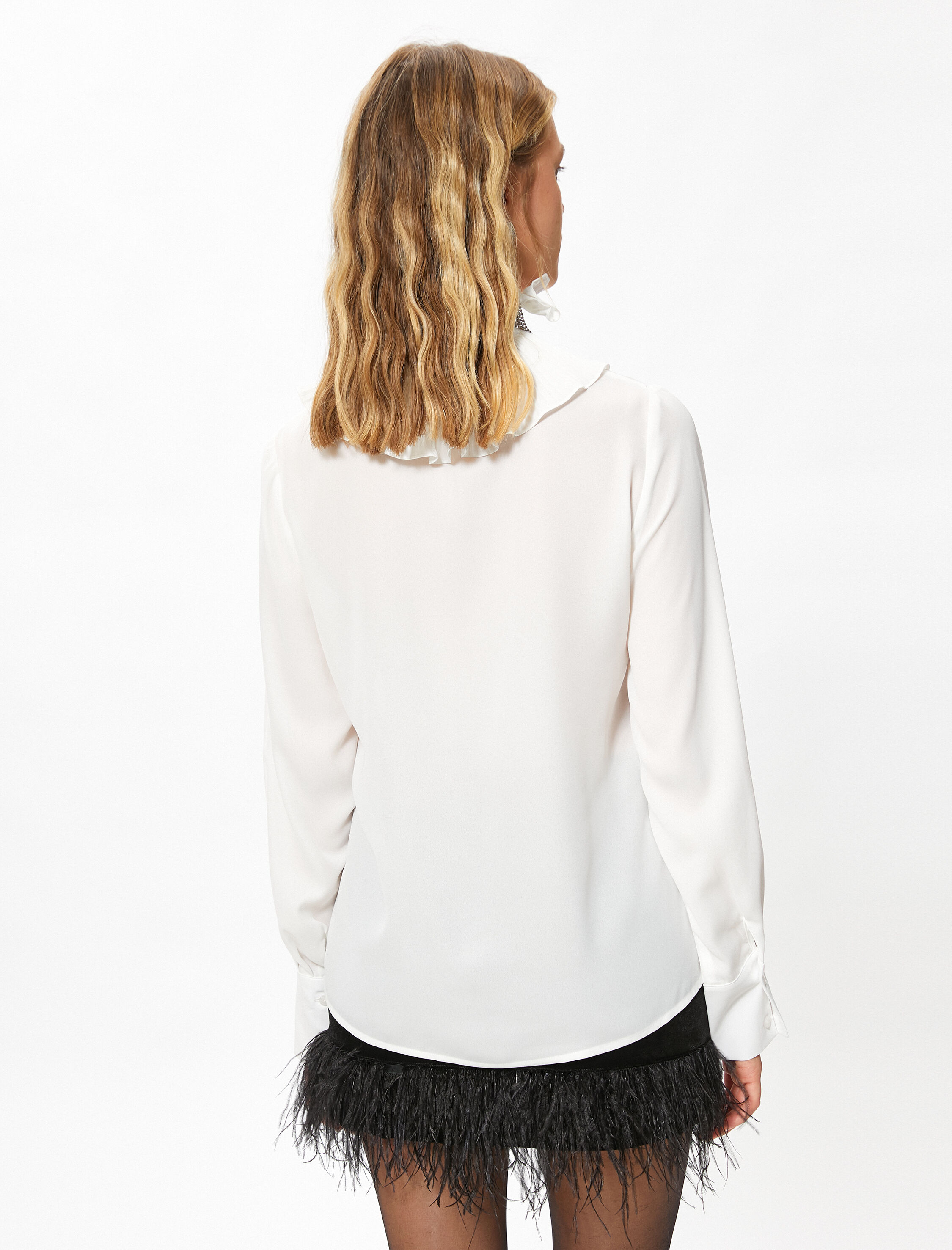   Yakası Fırfırlı Gömlek Uzun Kollu