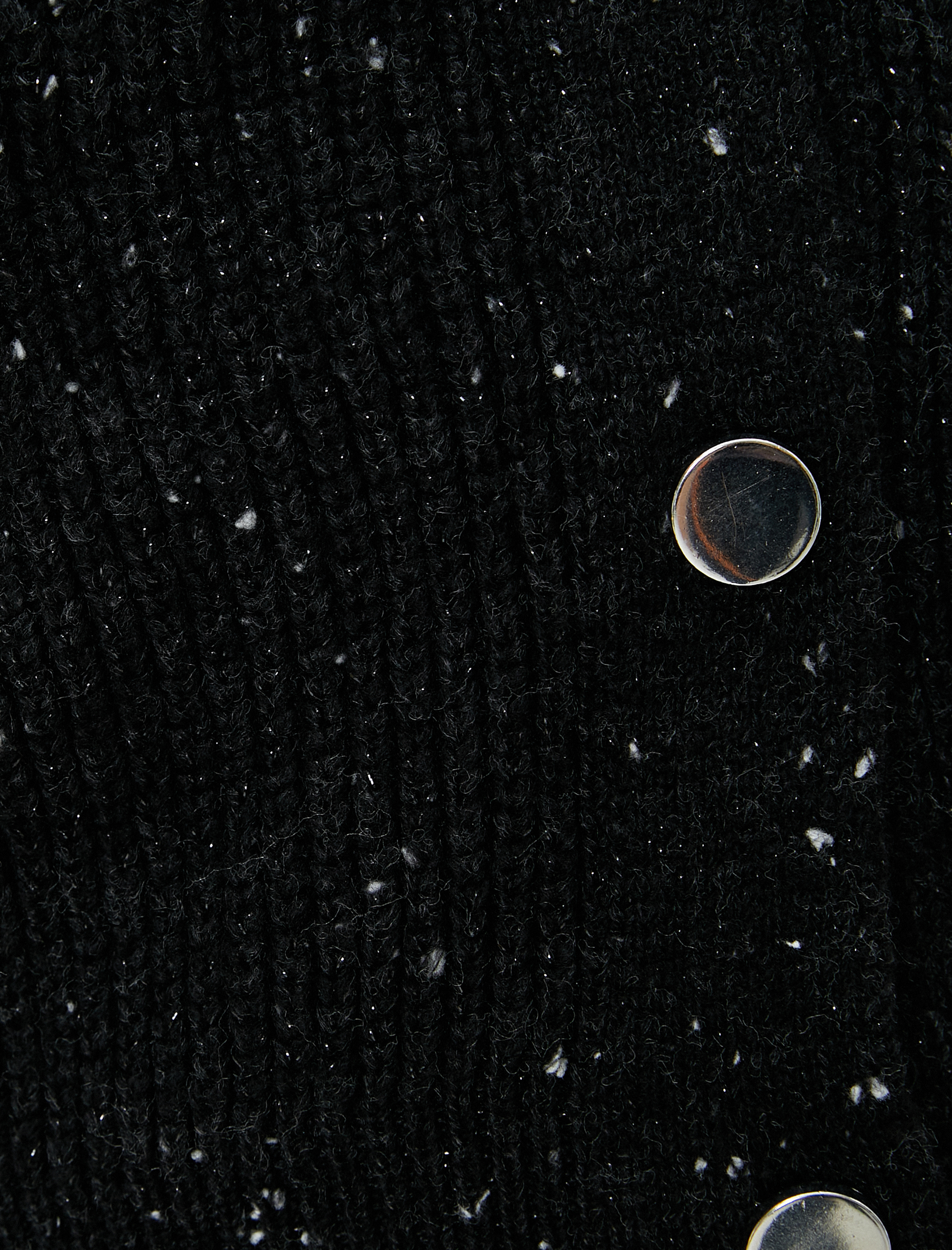   Simli Örgü Hırka V Yaka Düğmeli