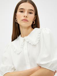 Bebe Yaka Gömlek Fisto Detaylı Balon Kol